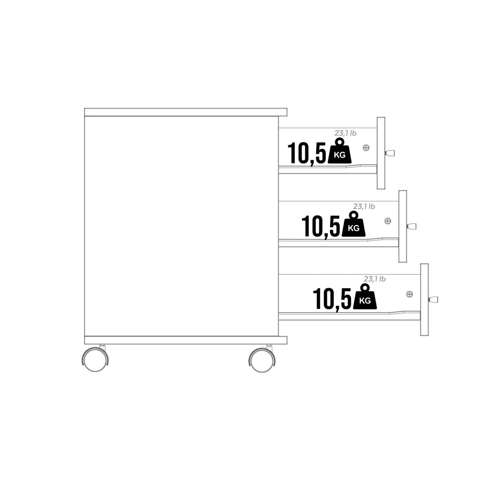 Clara Drawer unit on castors, Matt White - Immagine tecnica 2