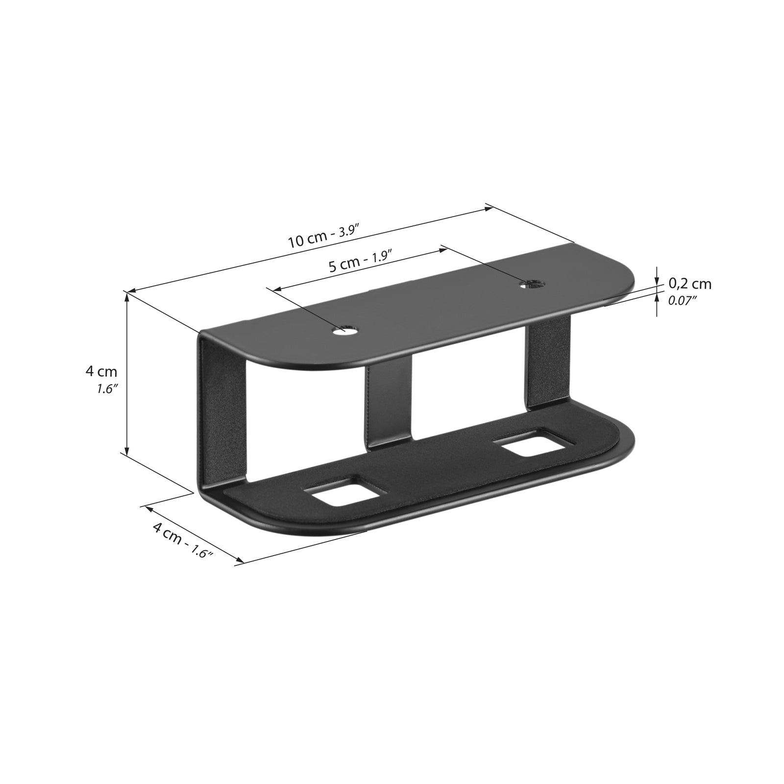 Support PC sous-bureau Clara, noir - Immagine tecnica 1