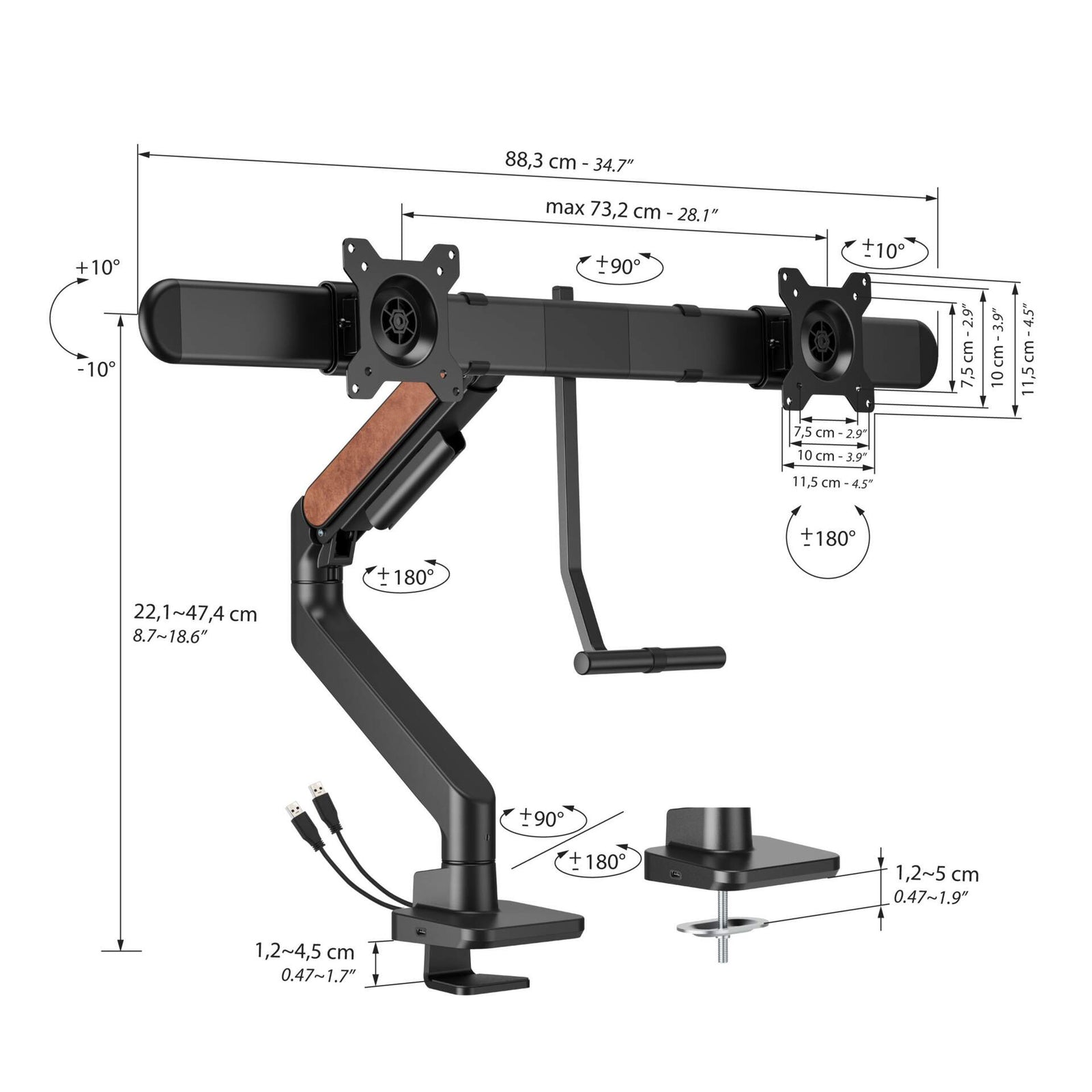 Suporte para monitor Clara, preto - Immagine tecnica 1