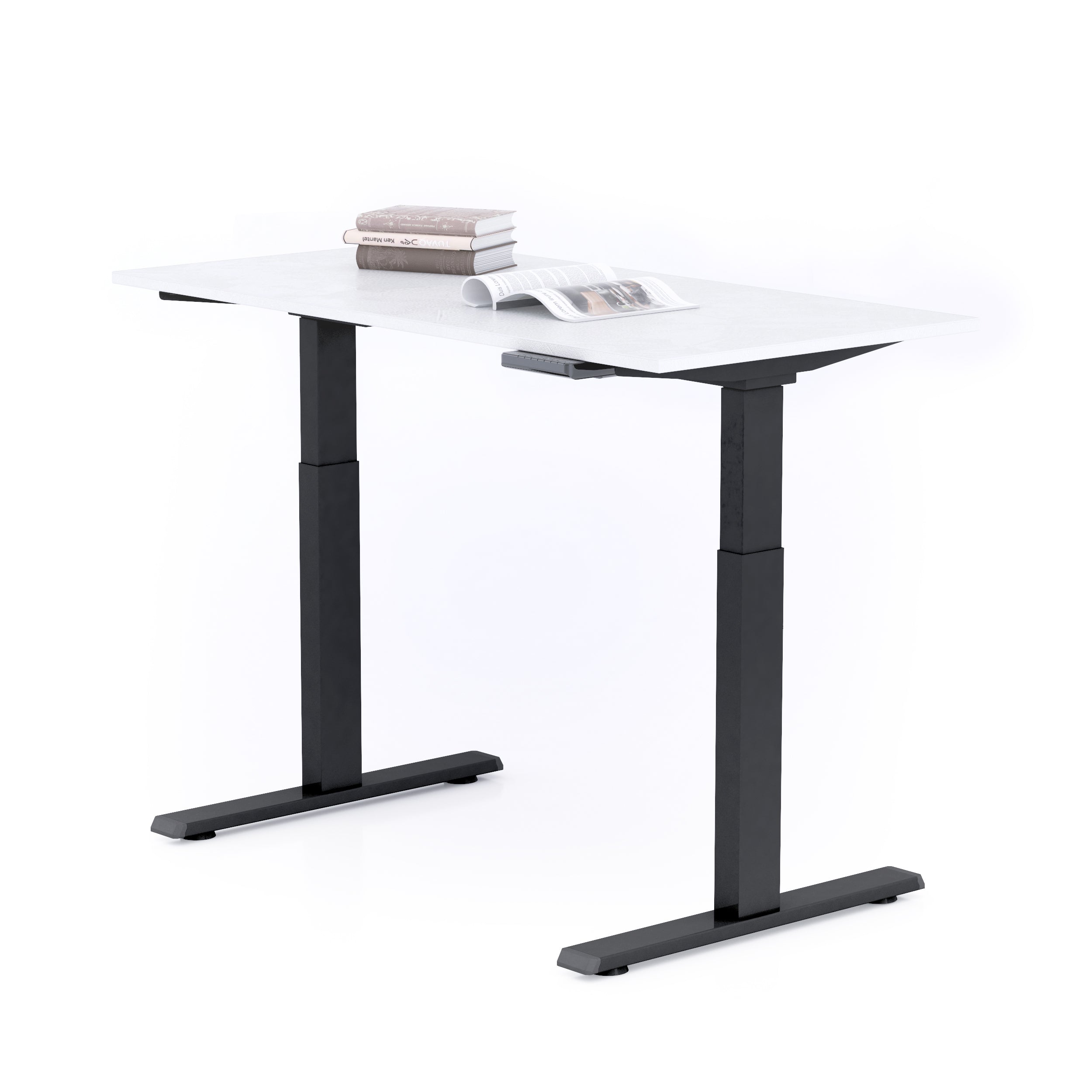 Scrivania Regolabile Clara 120x60 Bianco Cemento con Gambe Nere - Immagine dettaglio 1