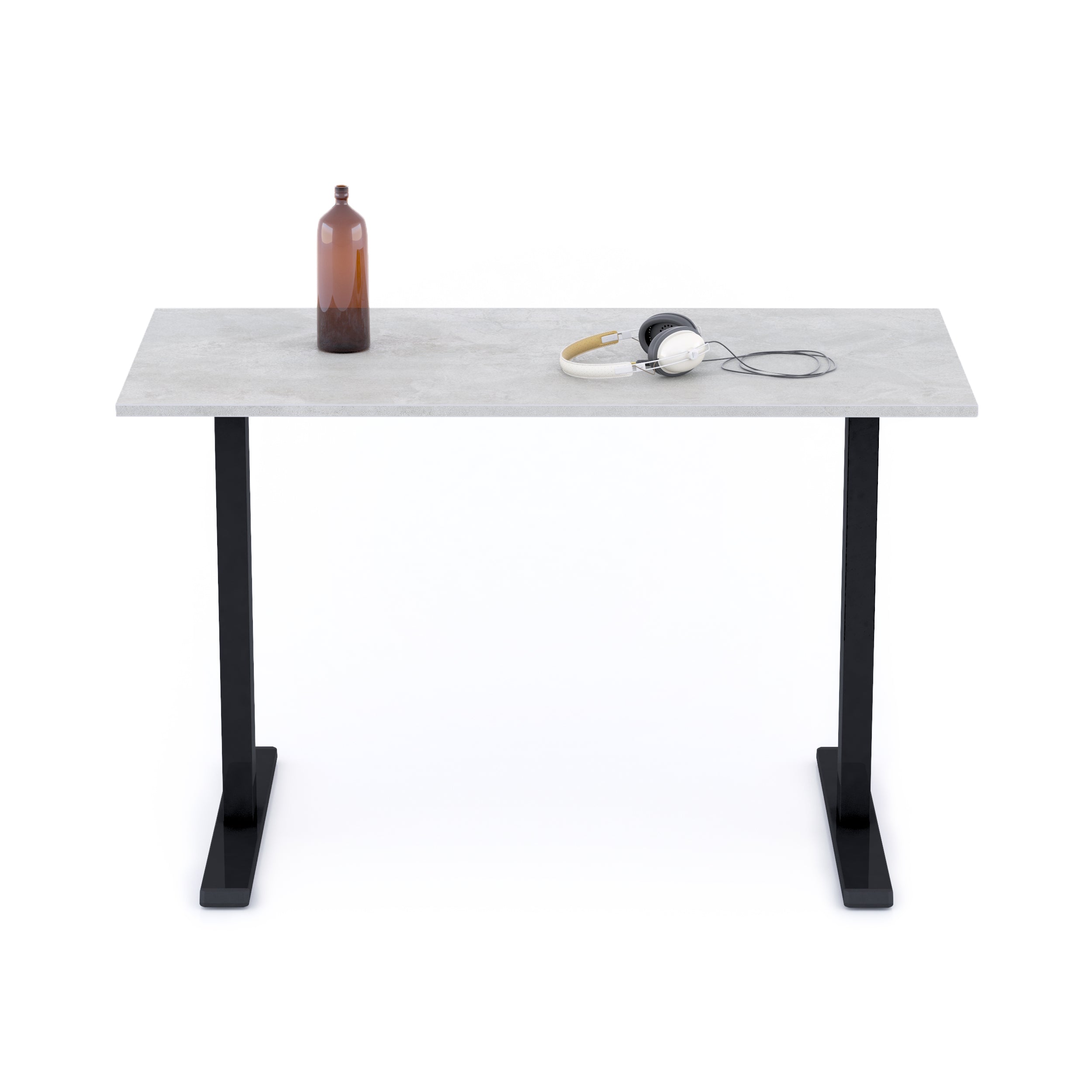 Bureau Clara 120x60, Gris Béton, avec Pieds Fixes Noirs - Detail image 1