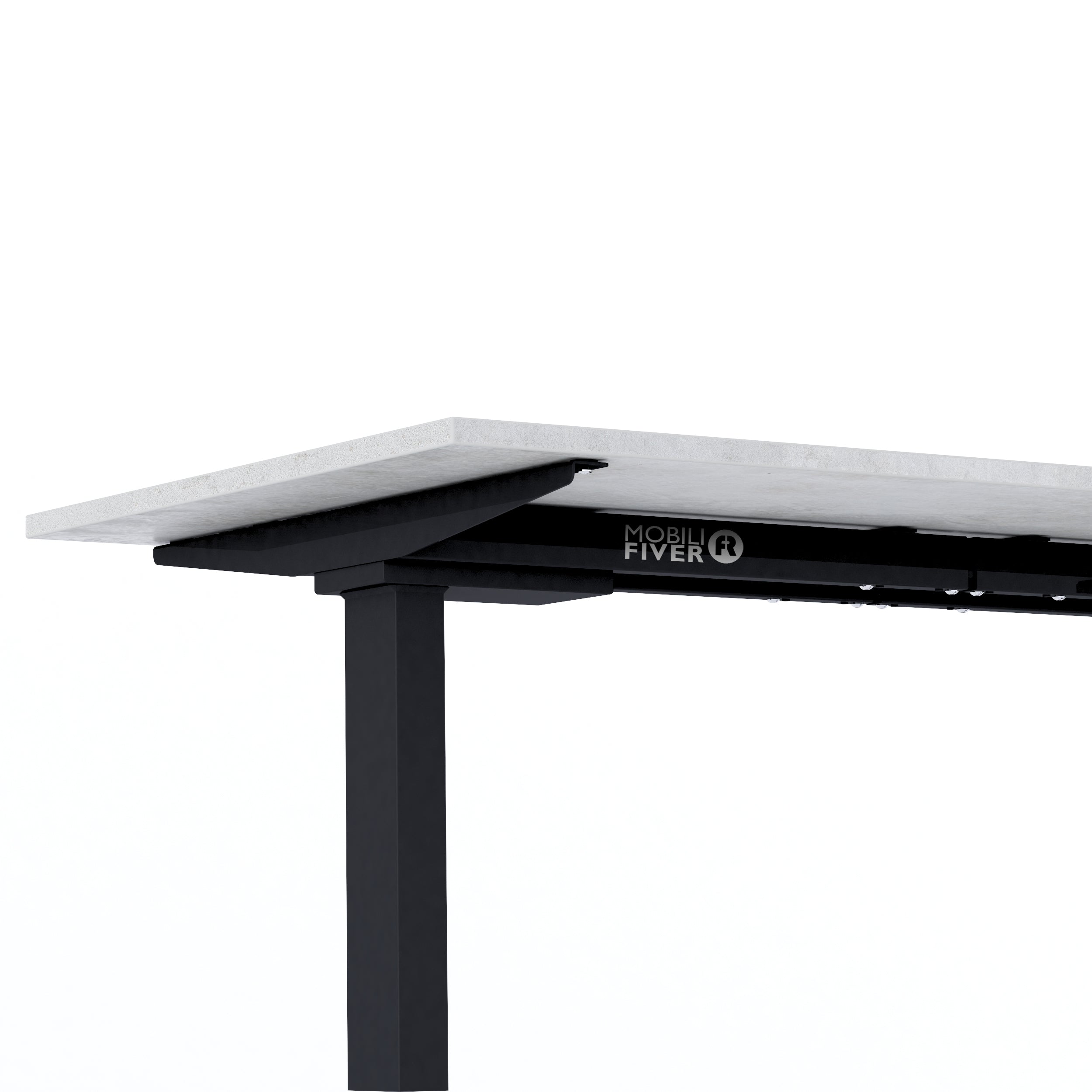 Scrivania Fissa Clara 140x60 Bianco Cemento con Gambe Nere - Immagine dettaglio 2