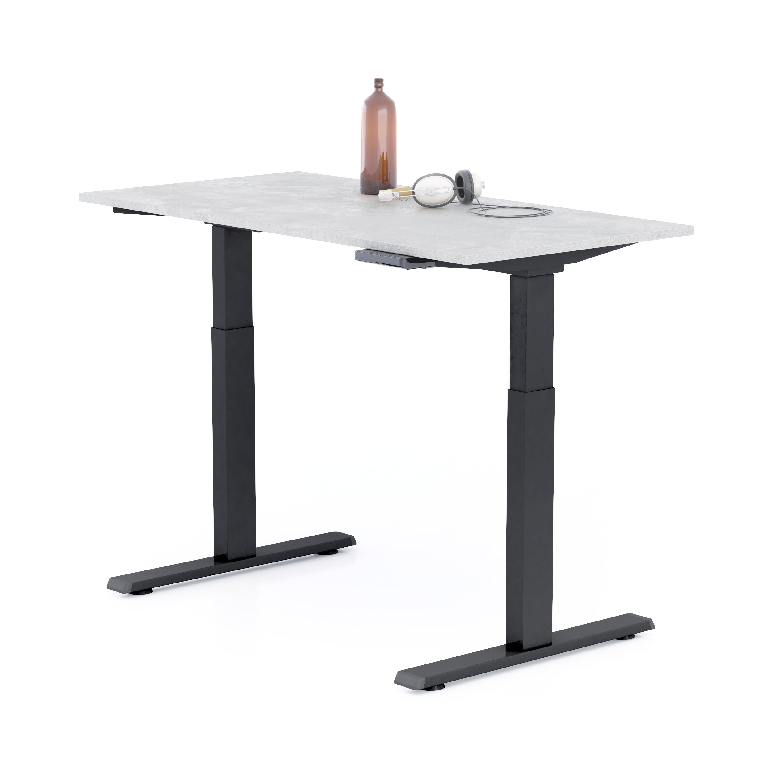 Scrivania Regolabile Clara 120x60 Grigio Cemento con Gambe Nere - Immagine dettaglio 2