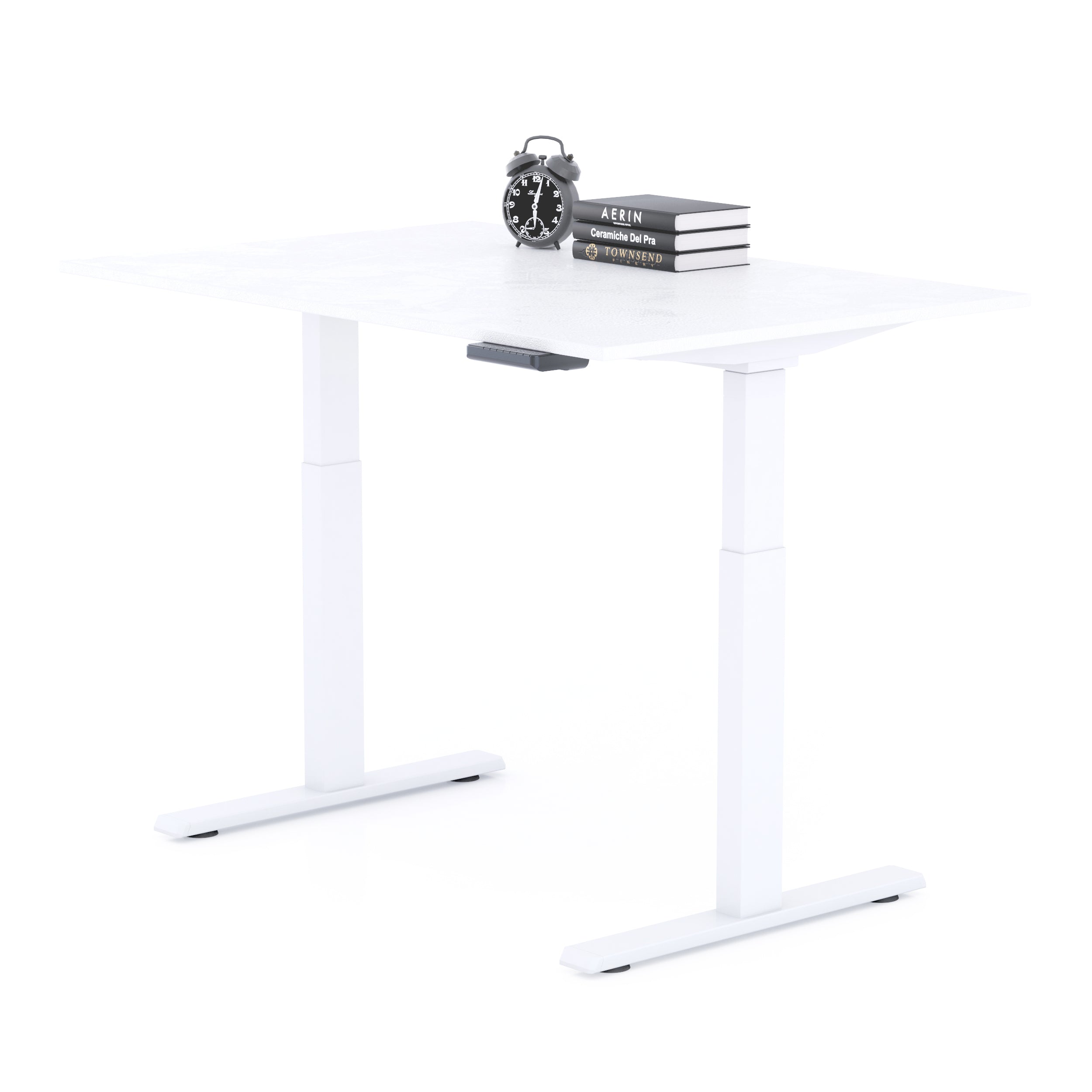 Bureau assis/debout Clara 120x80 Blanc Béton avec pieds blancs
