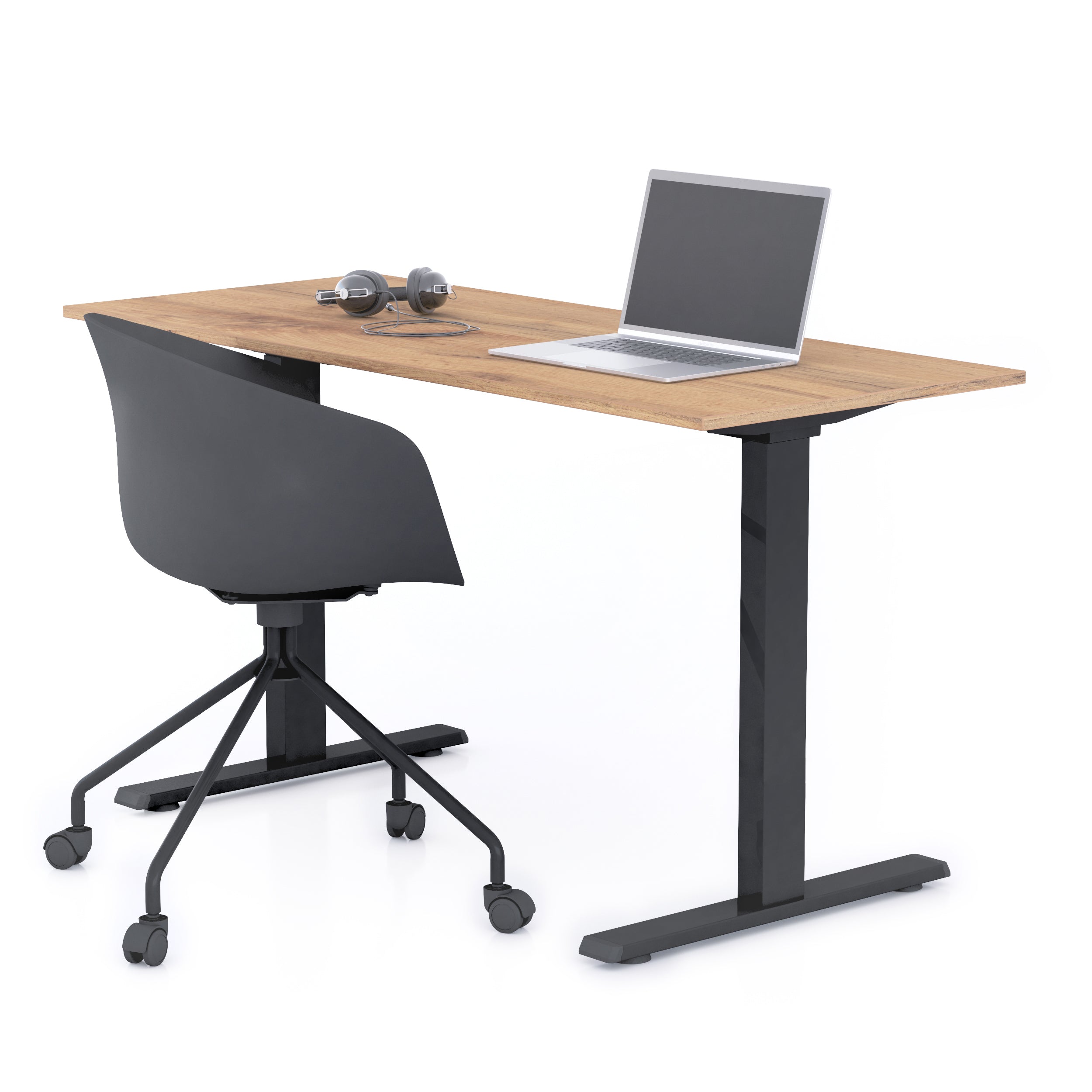 Schreibtisch Clara 140x60 Rustikale Eiche mit Fixen Schwarzen Beinen - Main image
