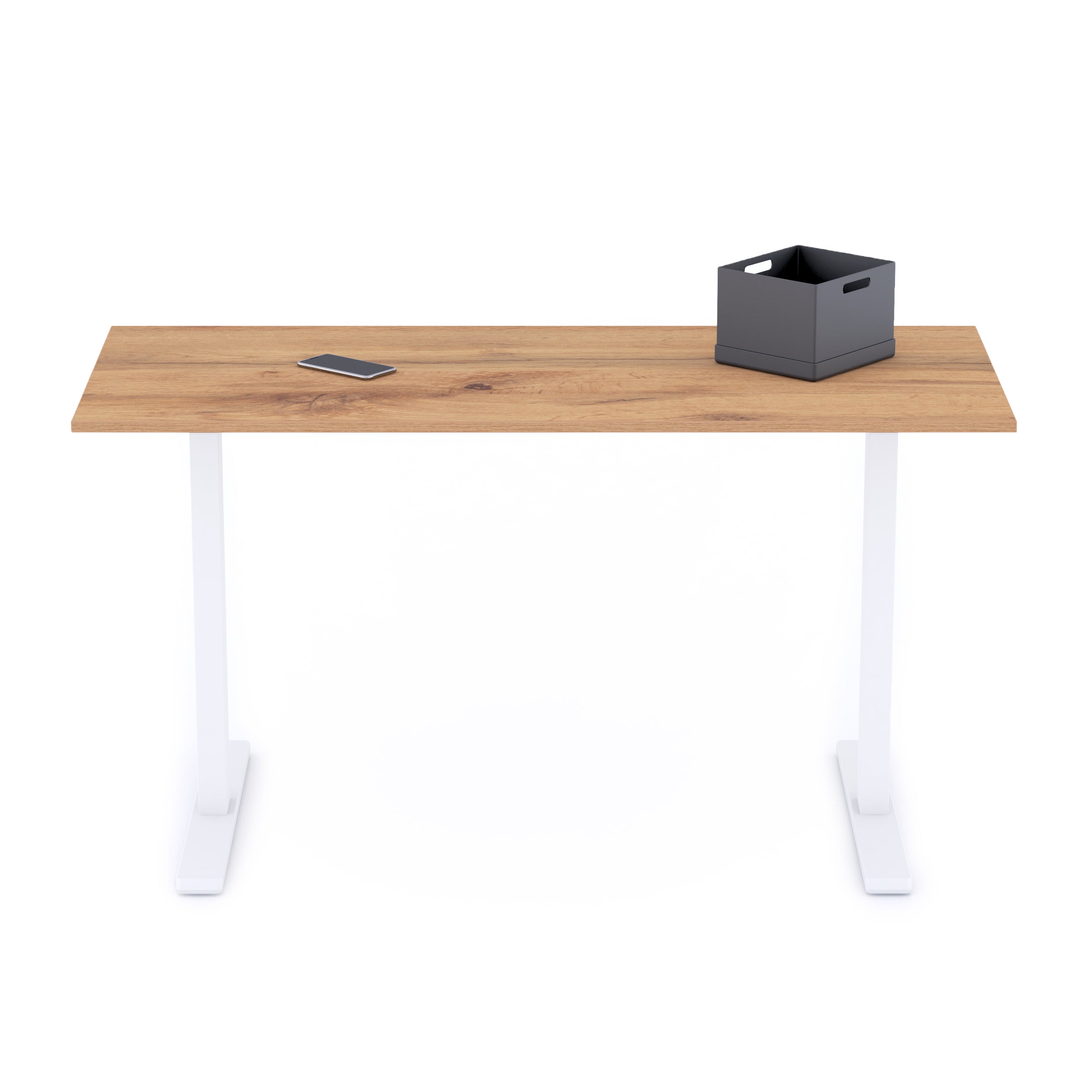 Clara Fixed Height Desk 140x60 Rustic Oak with White Legs - Detail image 1