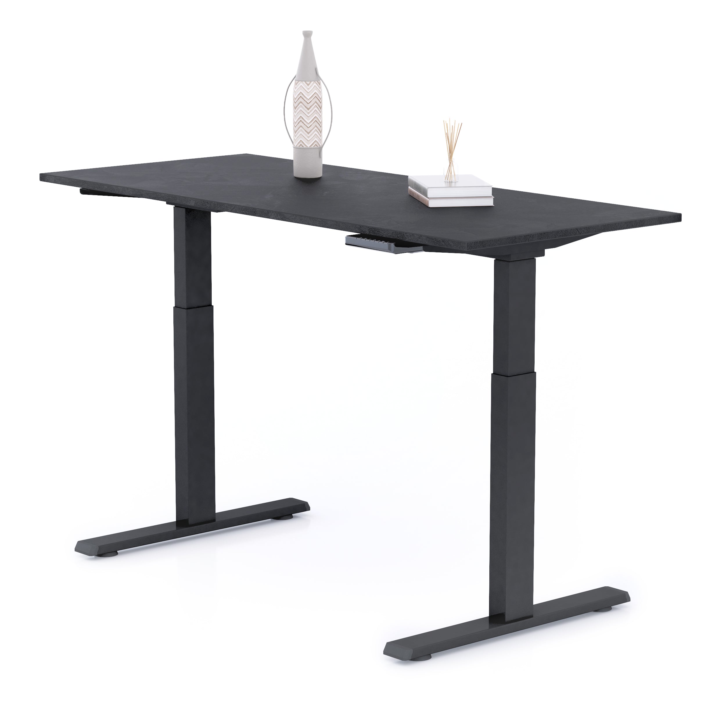 Bureau assis/debout Clara 140x60 Noir Béton avec pieds noirs - Detail image 2