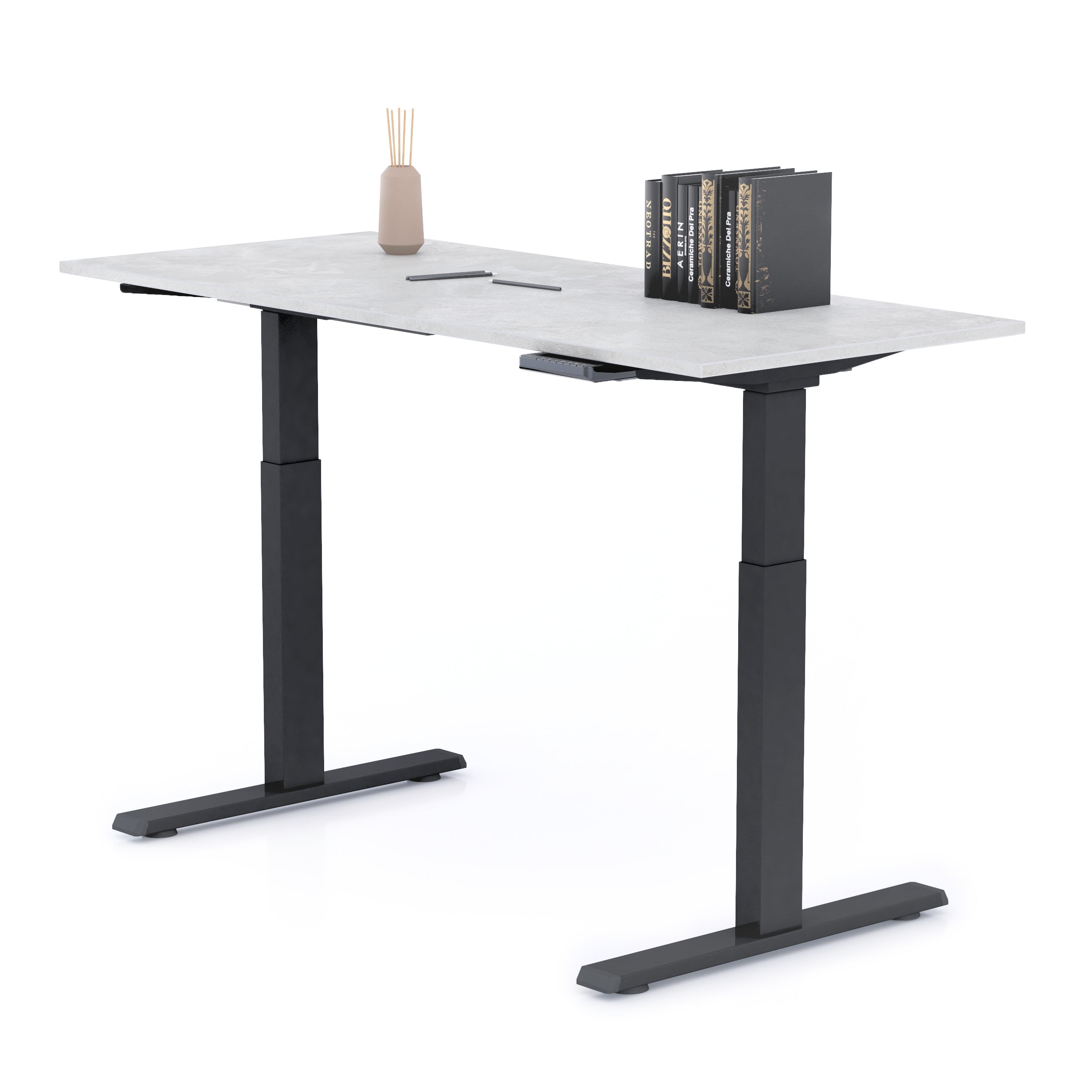Verstelbaar Bureau Clara 140x60 Grijs Beton met Zwarte Poten - Detail image 1