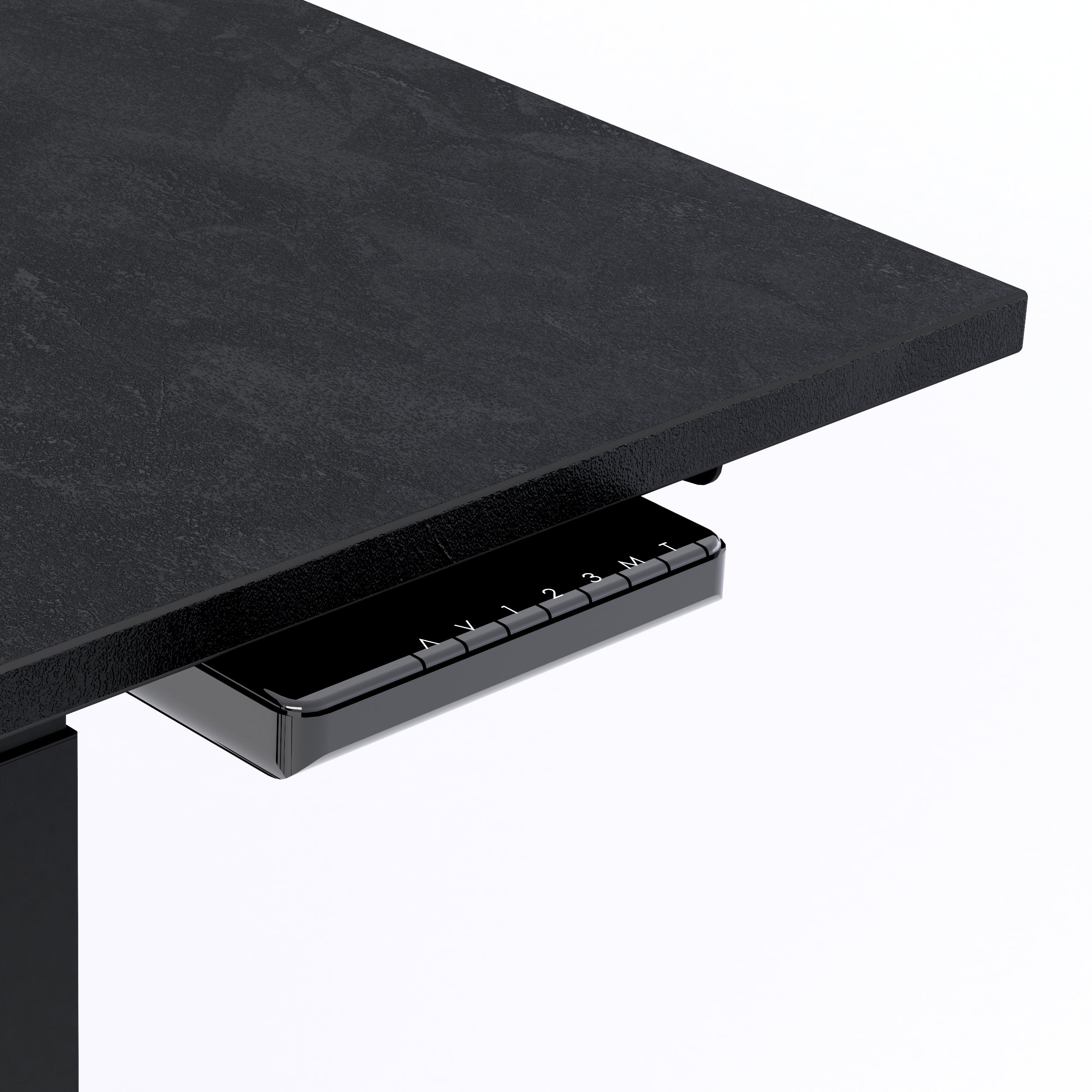 Scrivania Regolabile Clara 140x80 Nero Cemento con Gambe Nere - Immagine dettaglio 2