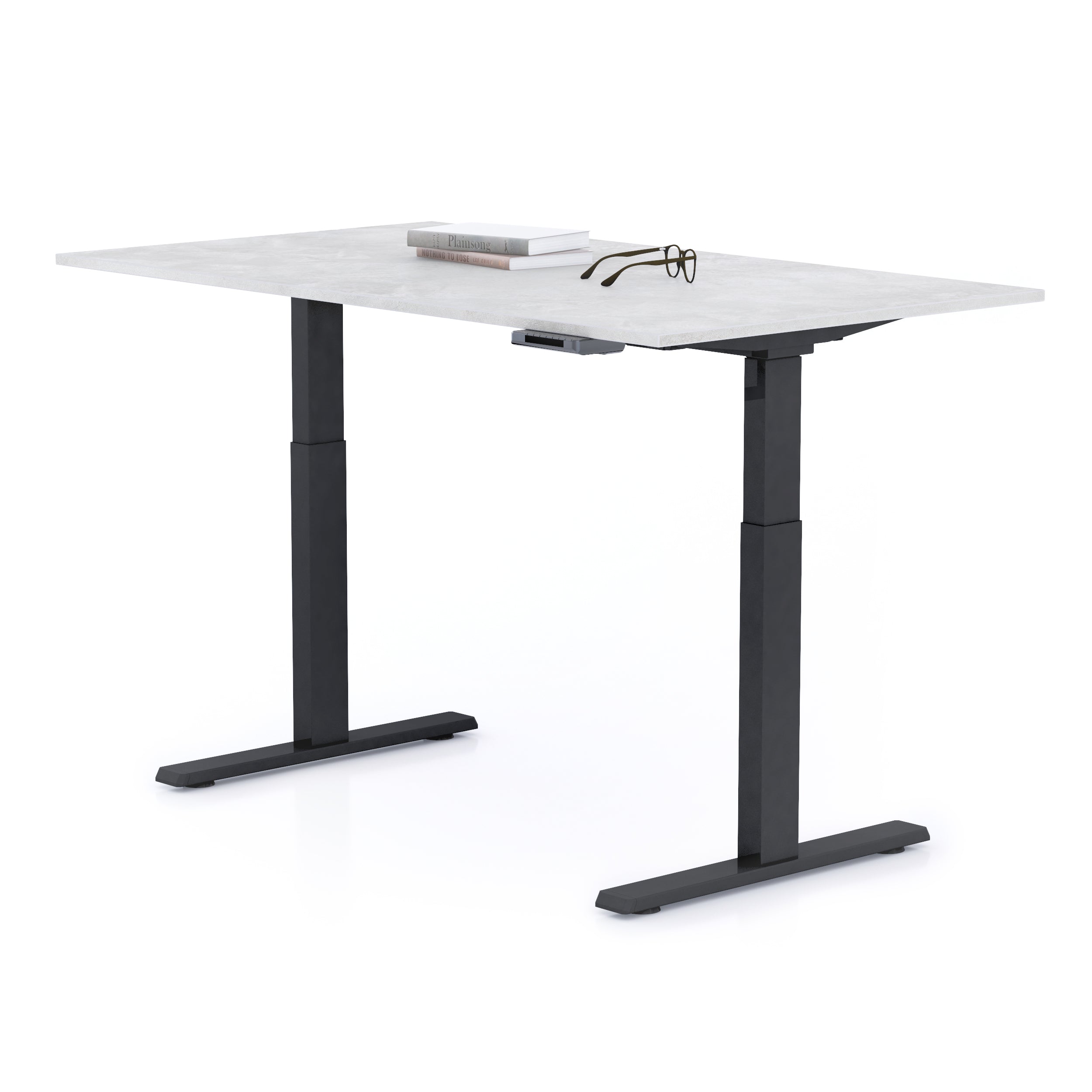 Verstellbarer Schreibtisch Clara 140x80 Grau Beton mit schwarzen Beinen - Detail image 1