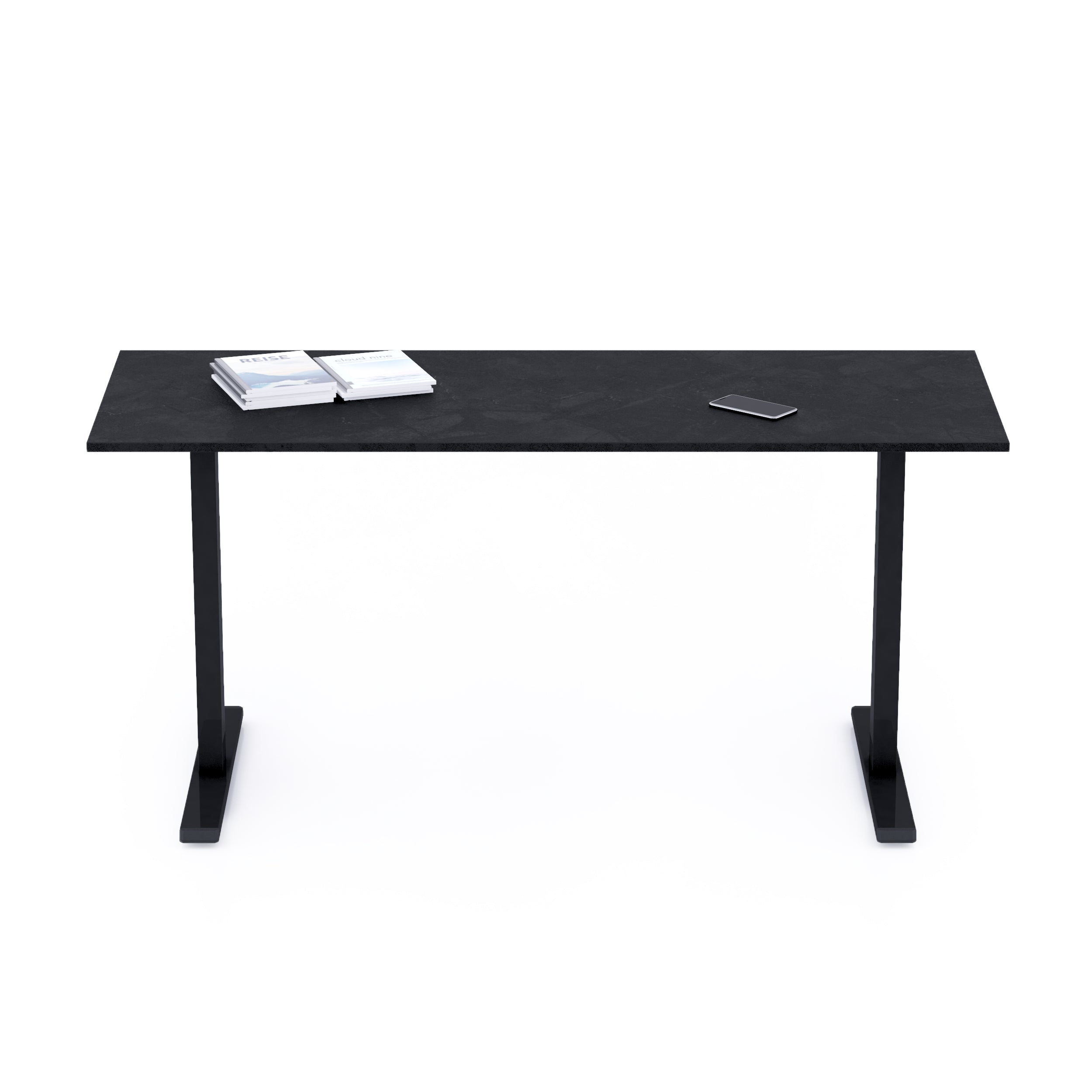 Scrivania Fissa Clara 160x60 Nero Cemento con Gambe Nere - Immagine dettaglio 1