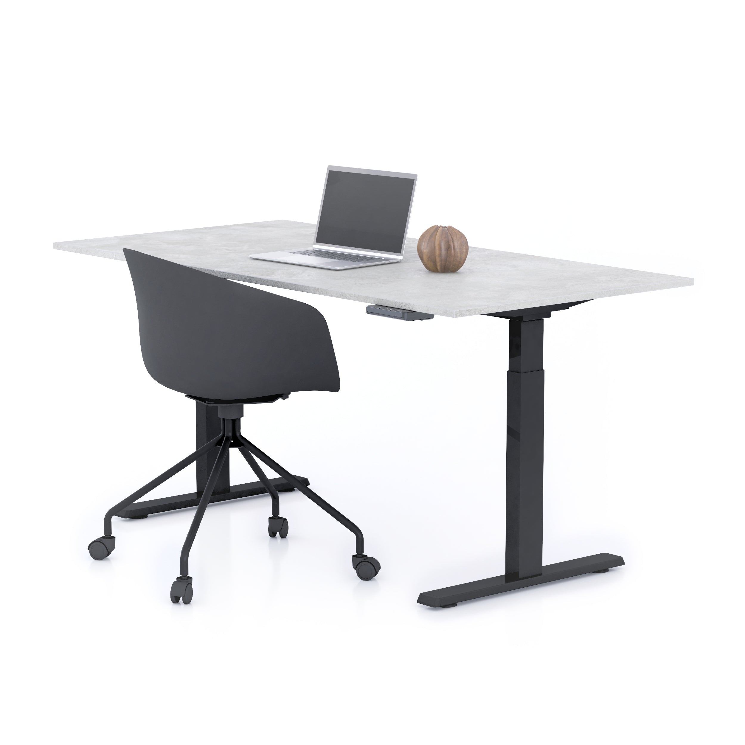 Scrivania regolabile Clara 160x80 Grigio Cemento con Gambe Nere - Immagine principale