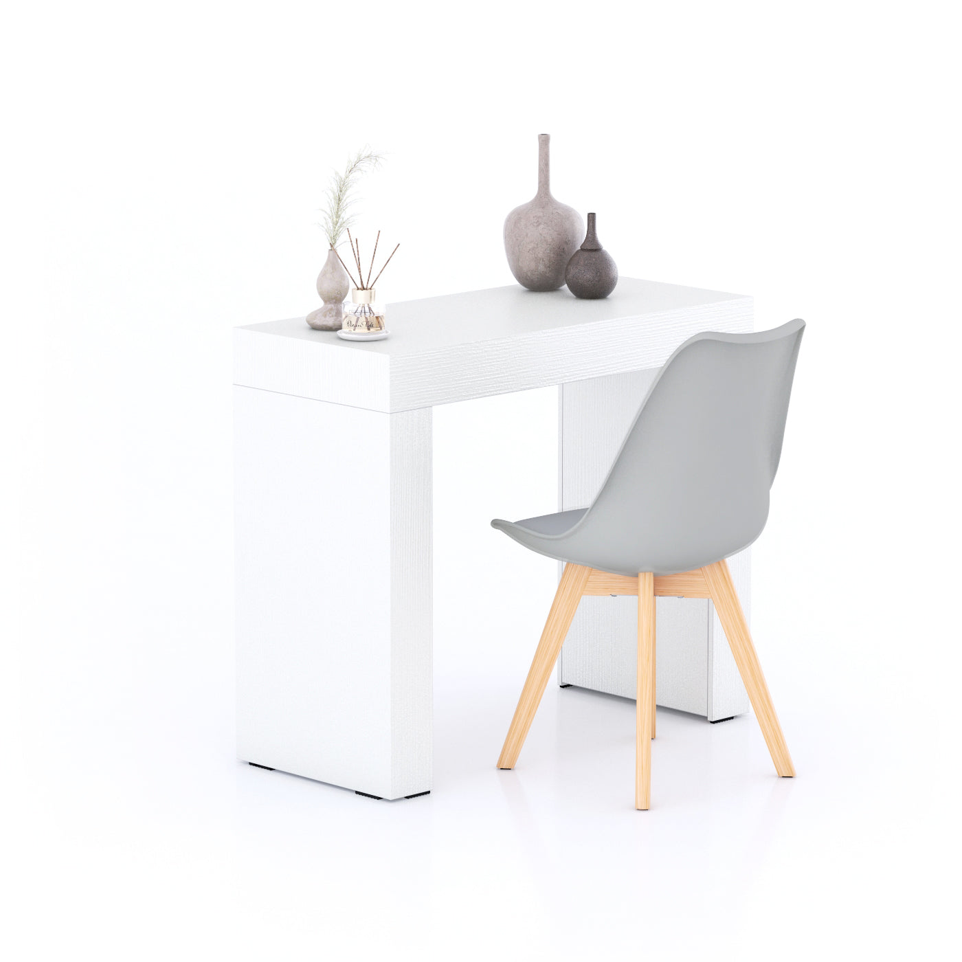 Scrivania Evolution 90x40, Bianco Frassino con Due Gambe