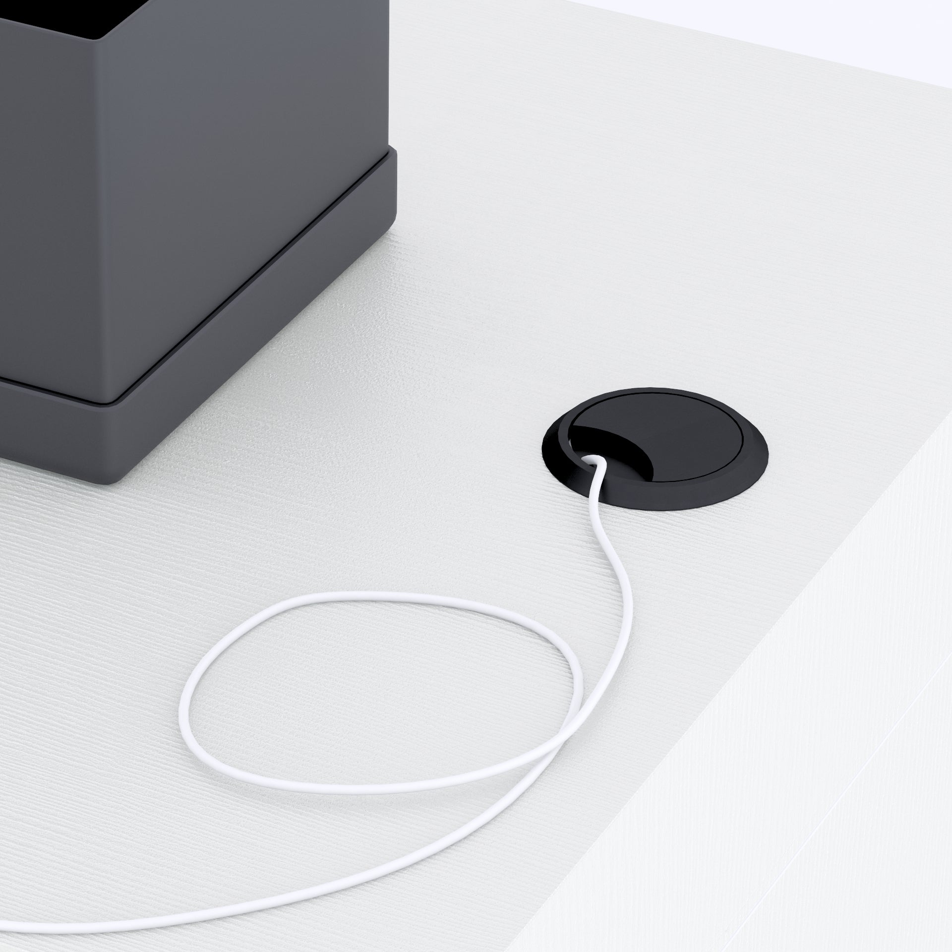 Scrivania Evolution 180x60, Bianco Frassino con Due Gambe e Caricatore Wireless - Immagine dettaglio 1