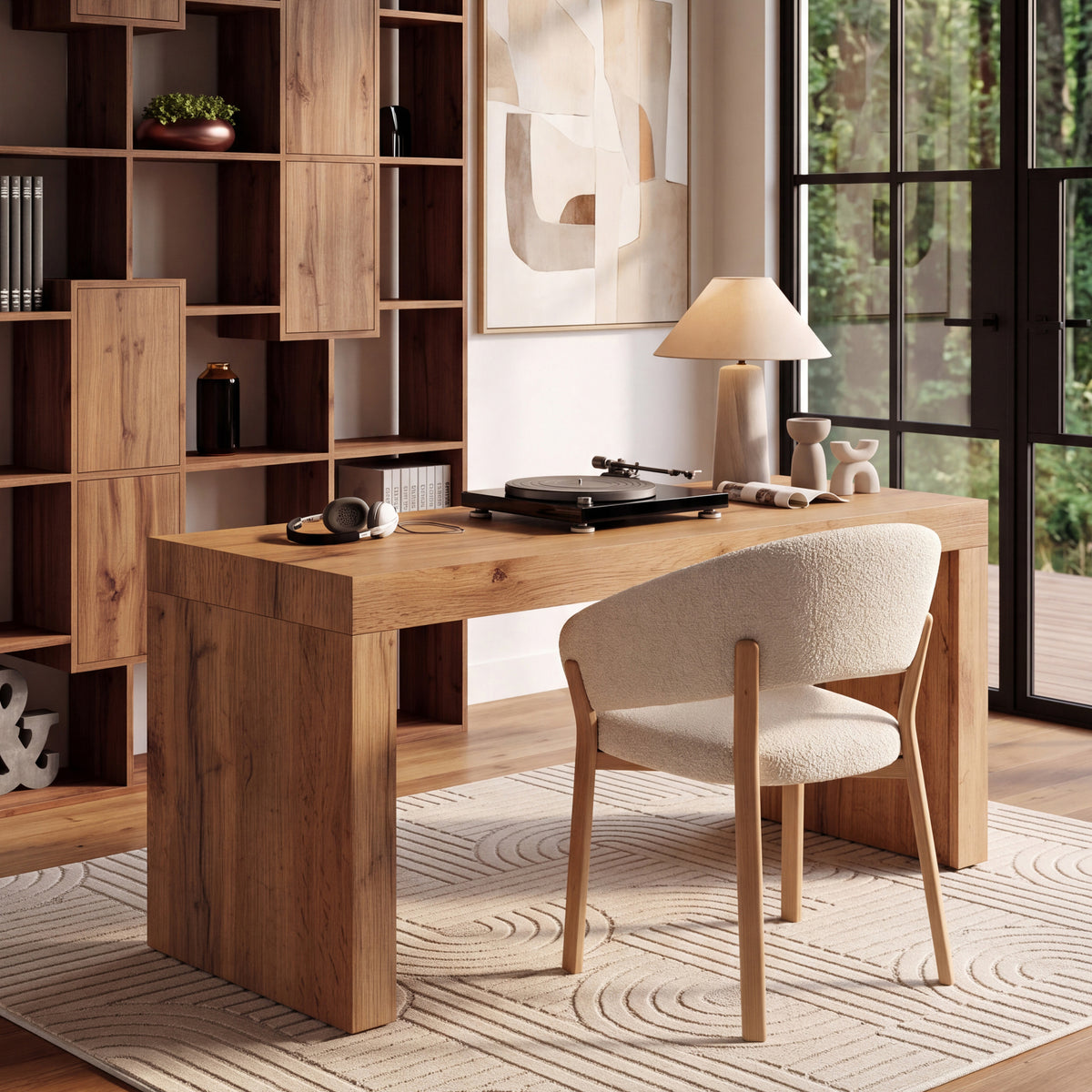 Evolution Desk 180x60, Rustic Oak with Two Legs - Set image 1