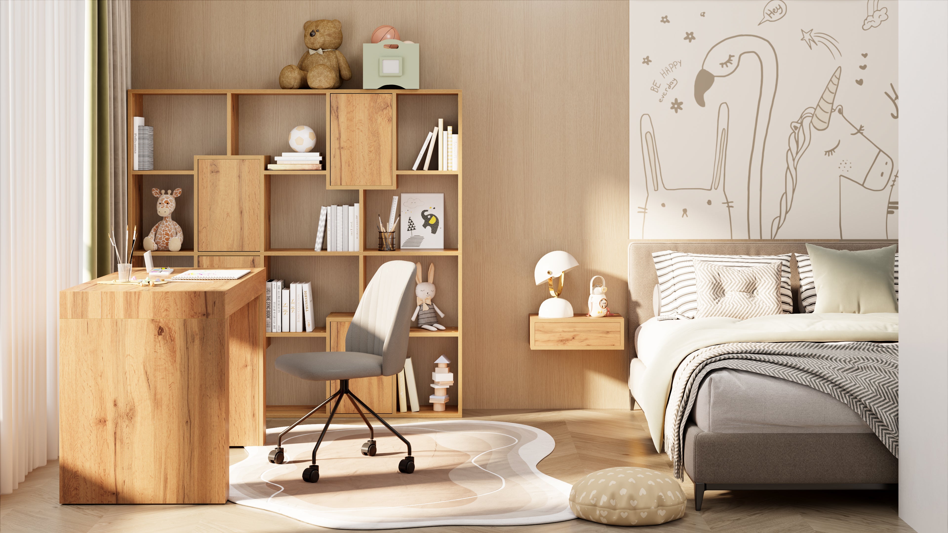 Table de bureau Evolution 180x60, Bois Rustique avec Deux Pieds - Set image 2