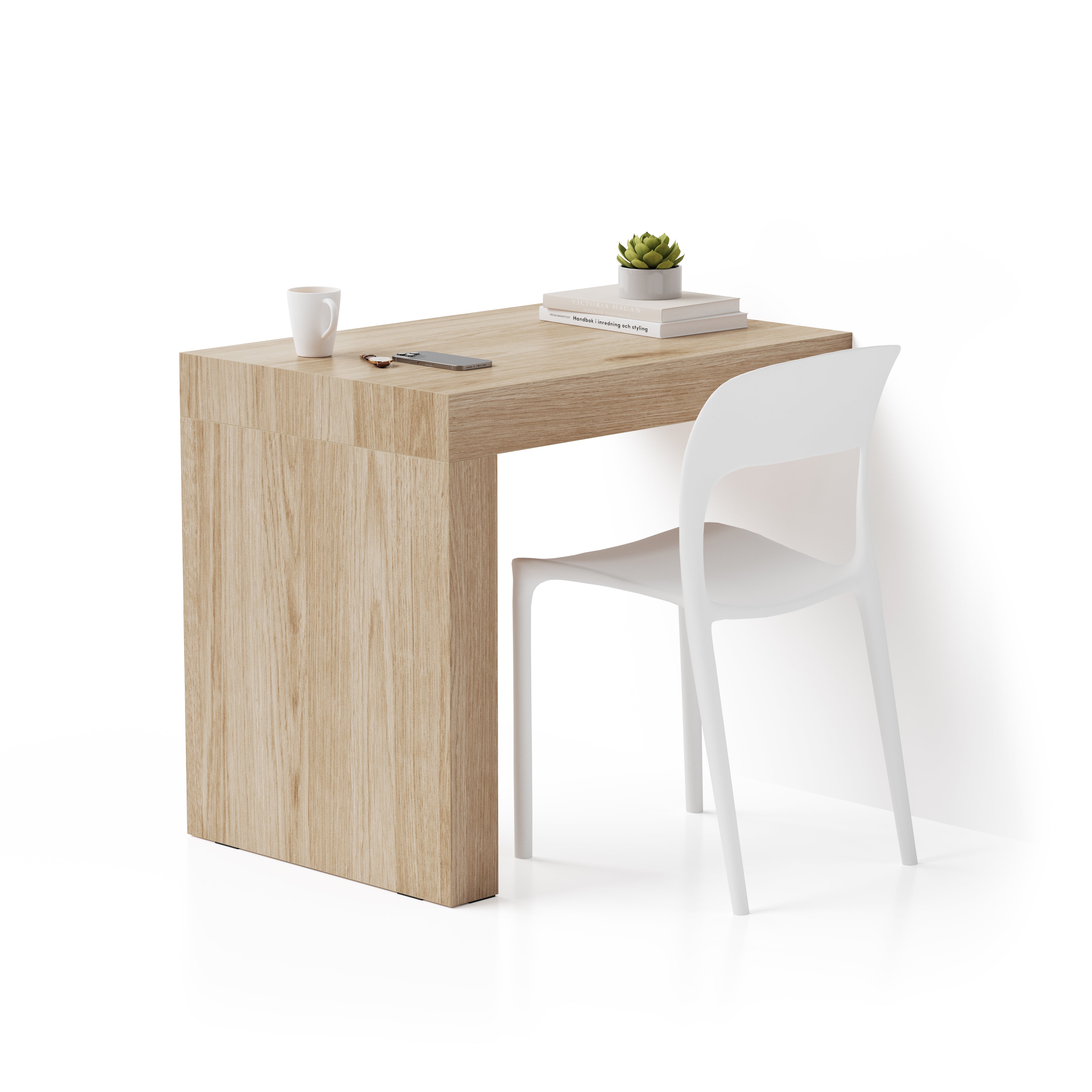 Scrivania Evolution 90x60, Rovere Naturale con Una Gamba