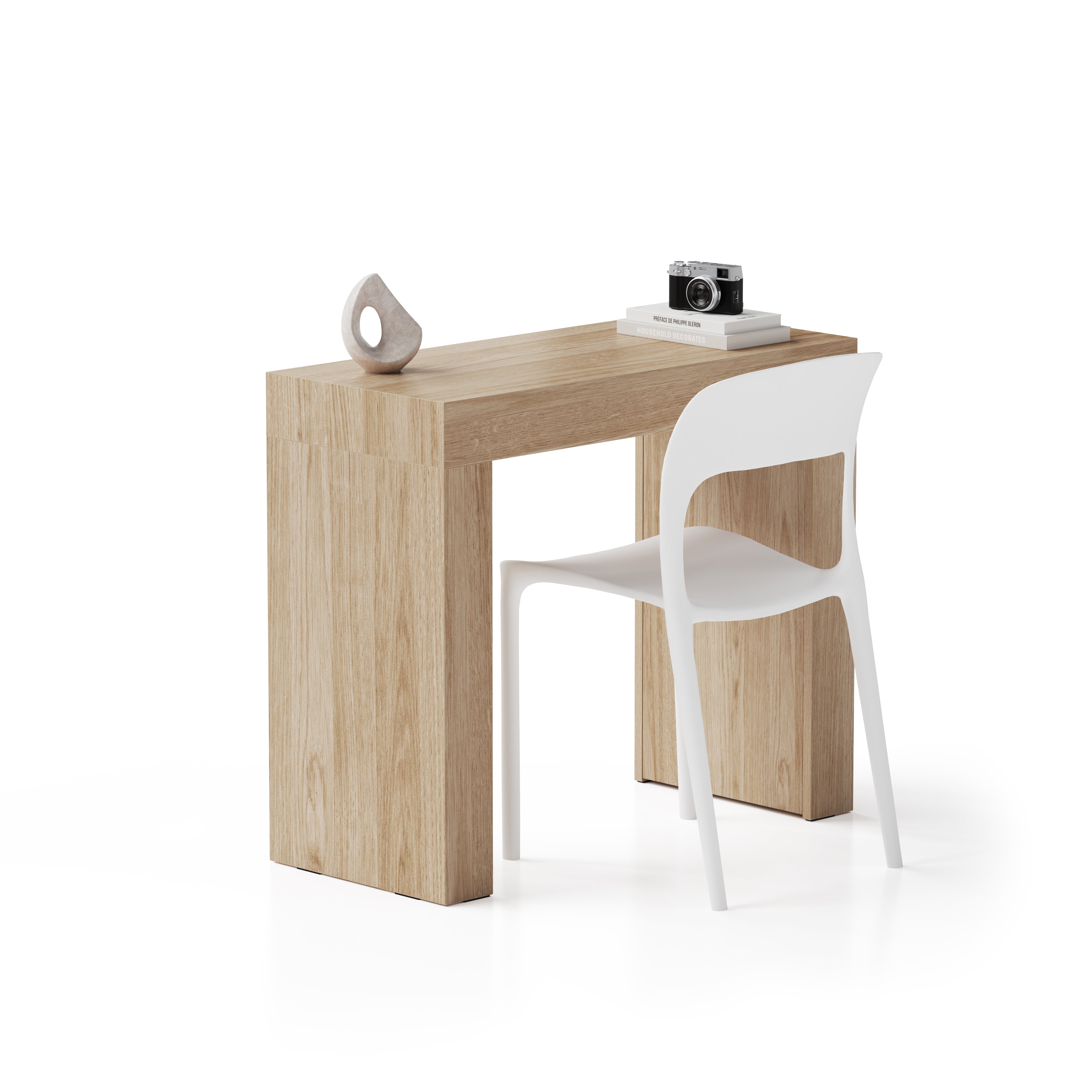 Scrivania Evolution 90x40, Rovere Naturale con Due Gambe - Immagine principale