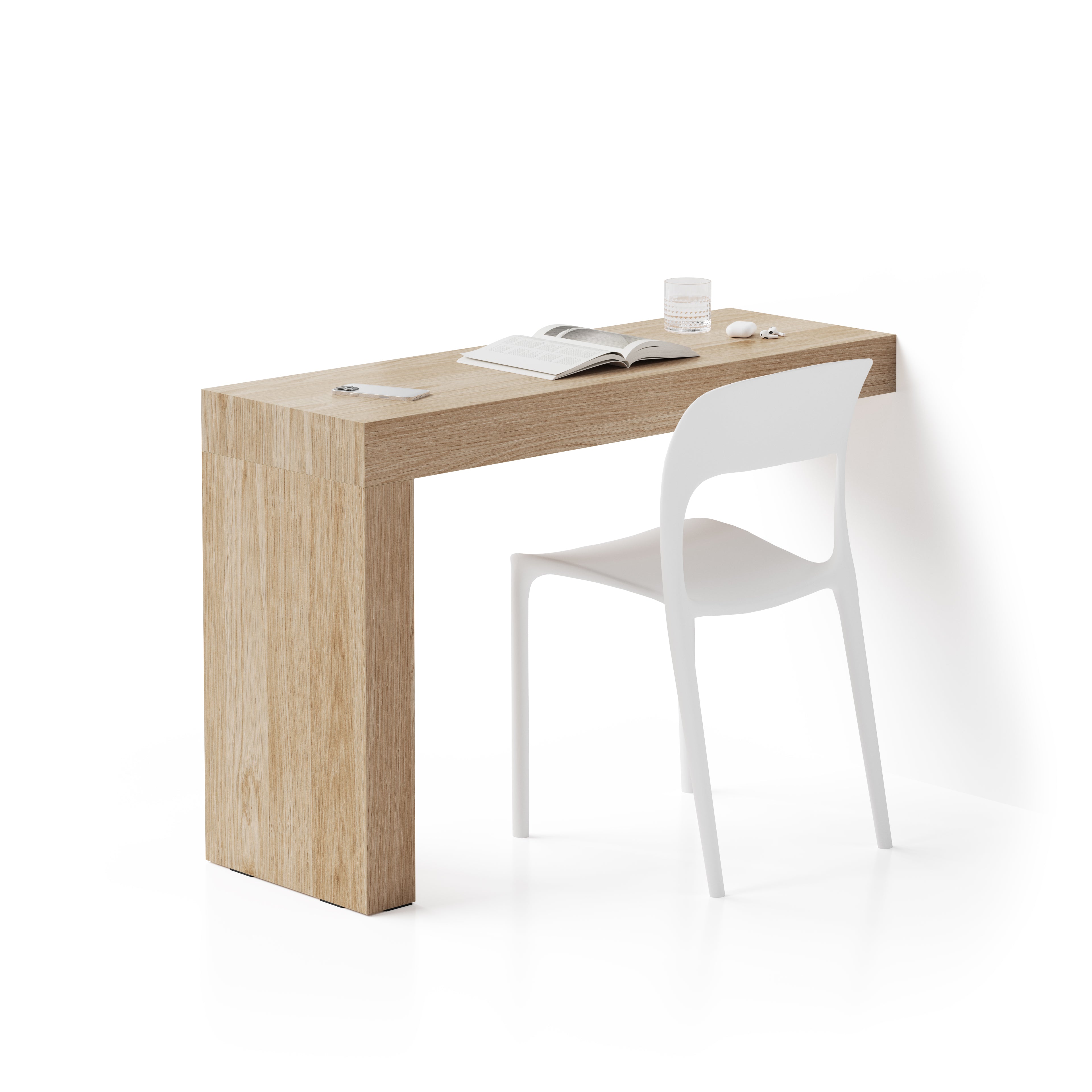 Scrivania Evolution 120x40, Rovere Naturale con Una Gamba