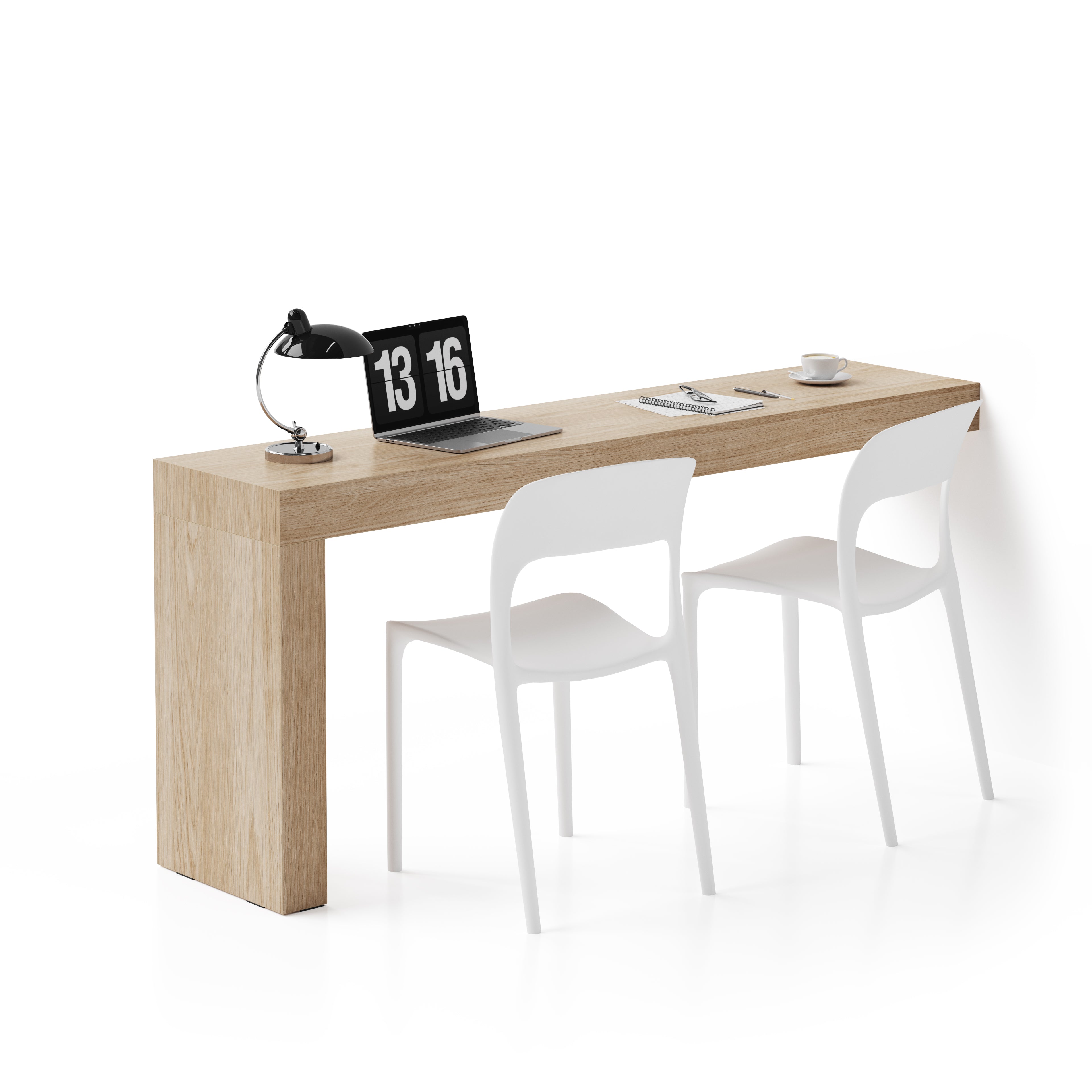 Scrivania Evolution 180x40, Rovere Naturale con Una Gamba
