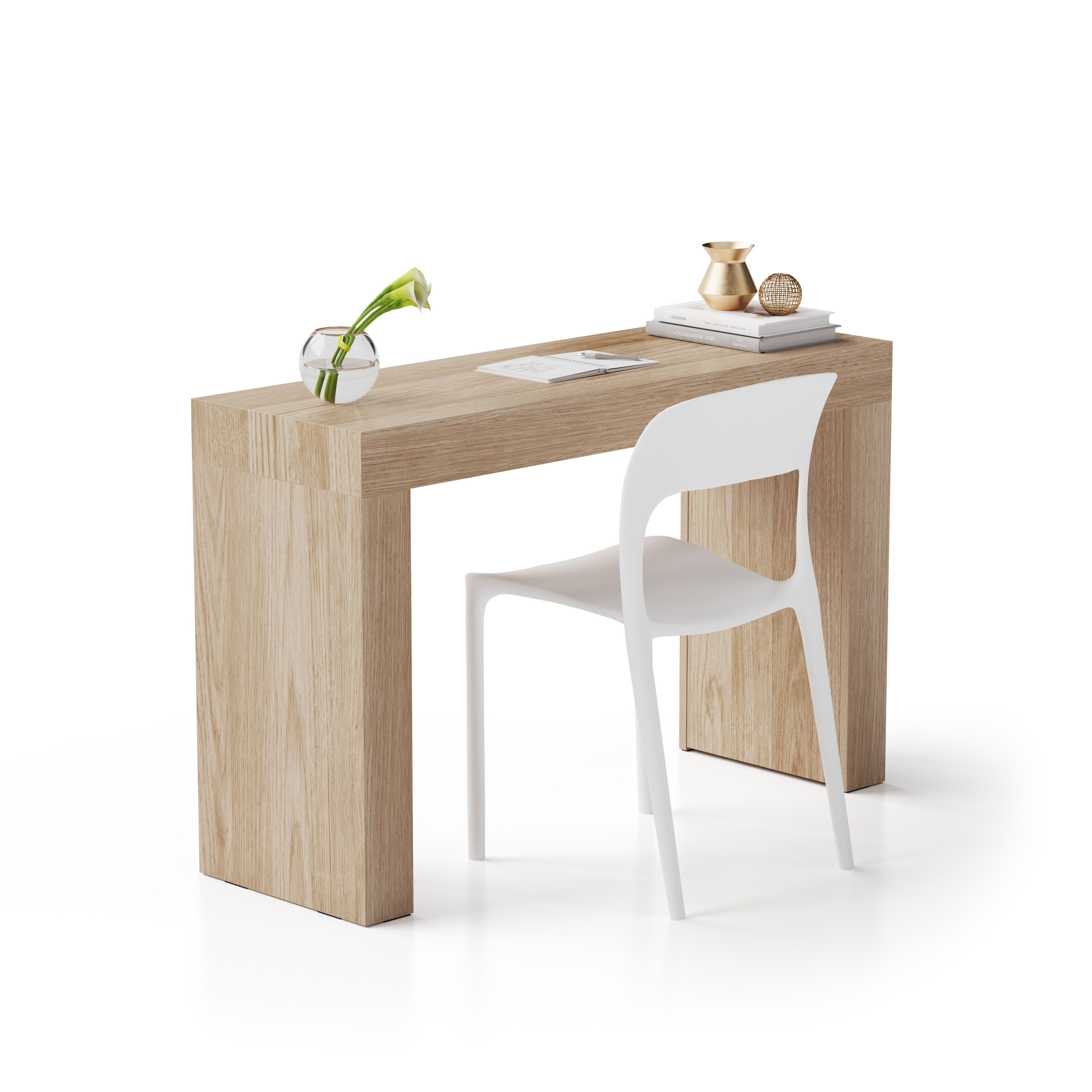 Table de bureau Evolution 120x40, Chêne Clair avec 2 pieds - Main image