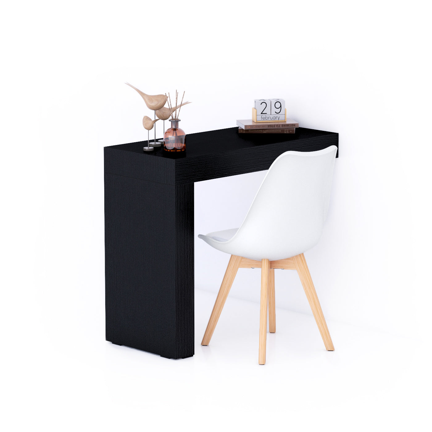 Escritorio Evolution 90x40, Madera Negra con una pata
