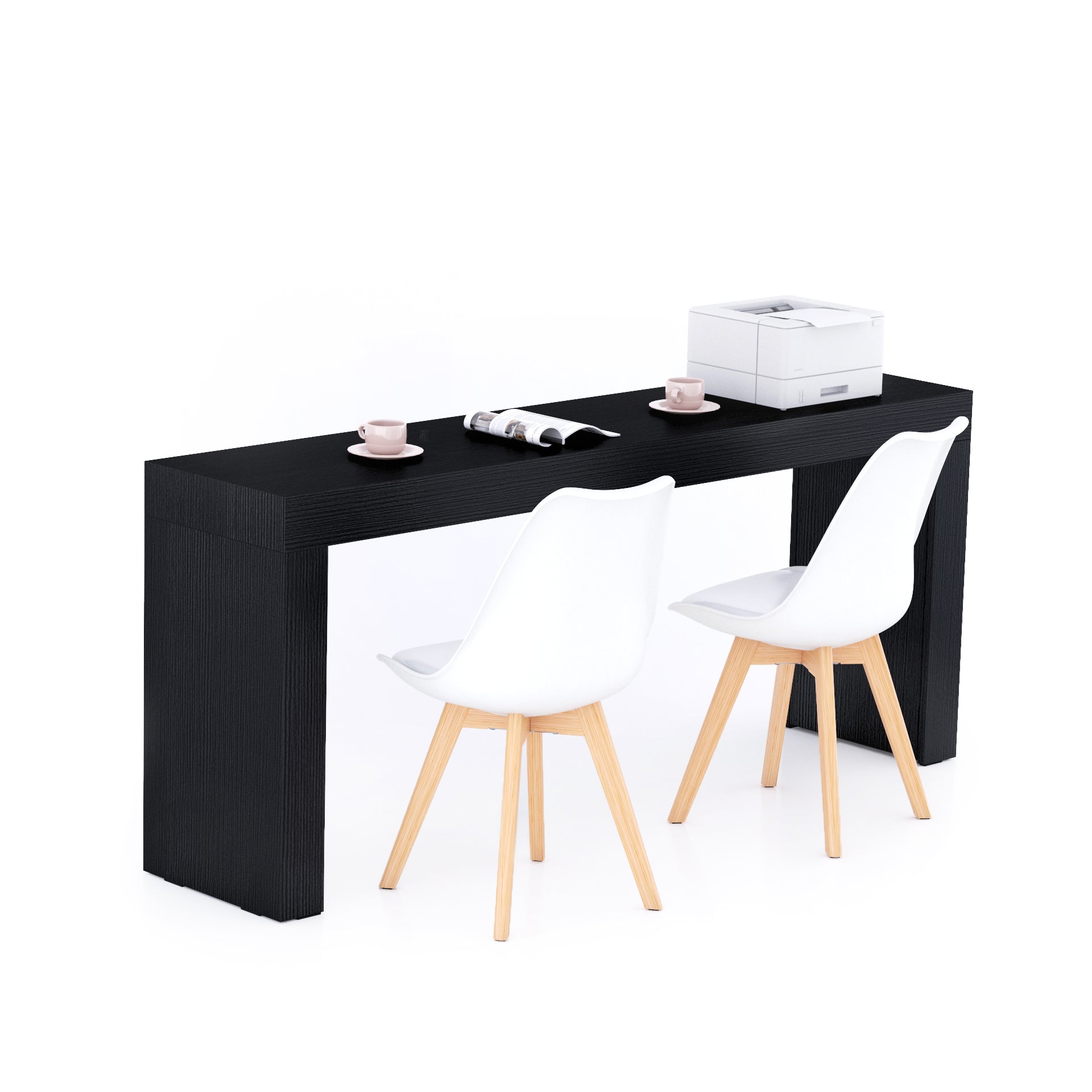Table de bureau Evolution 180x40, Frêne Noir avec 2 pieds - Main image