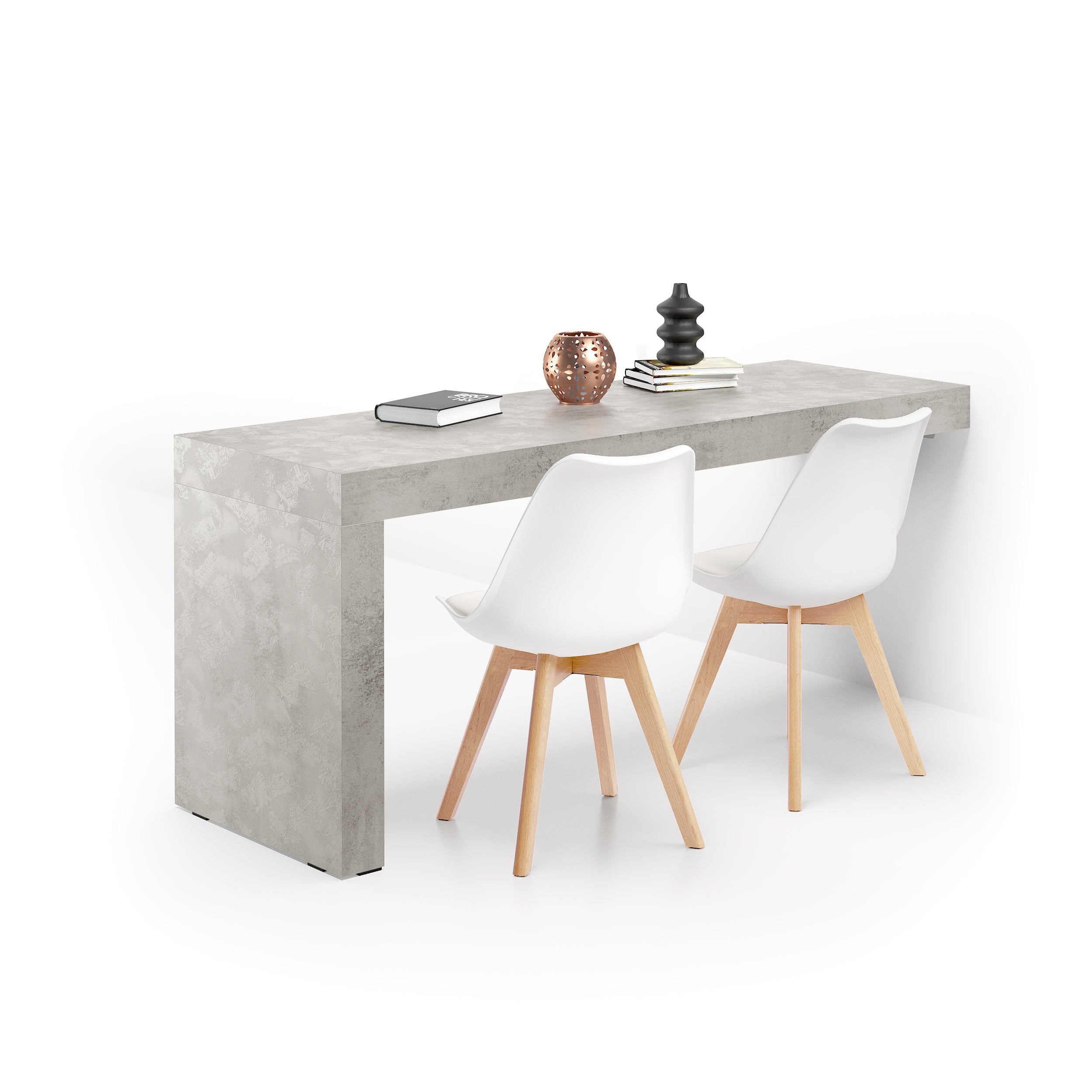 Table de bureau Evolution 180x60, Gris Béton avec Un Pied