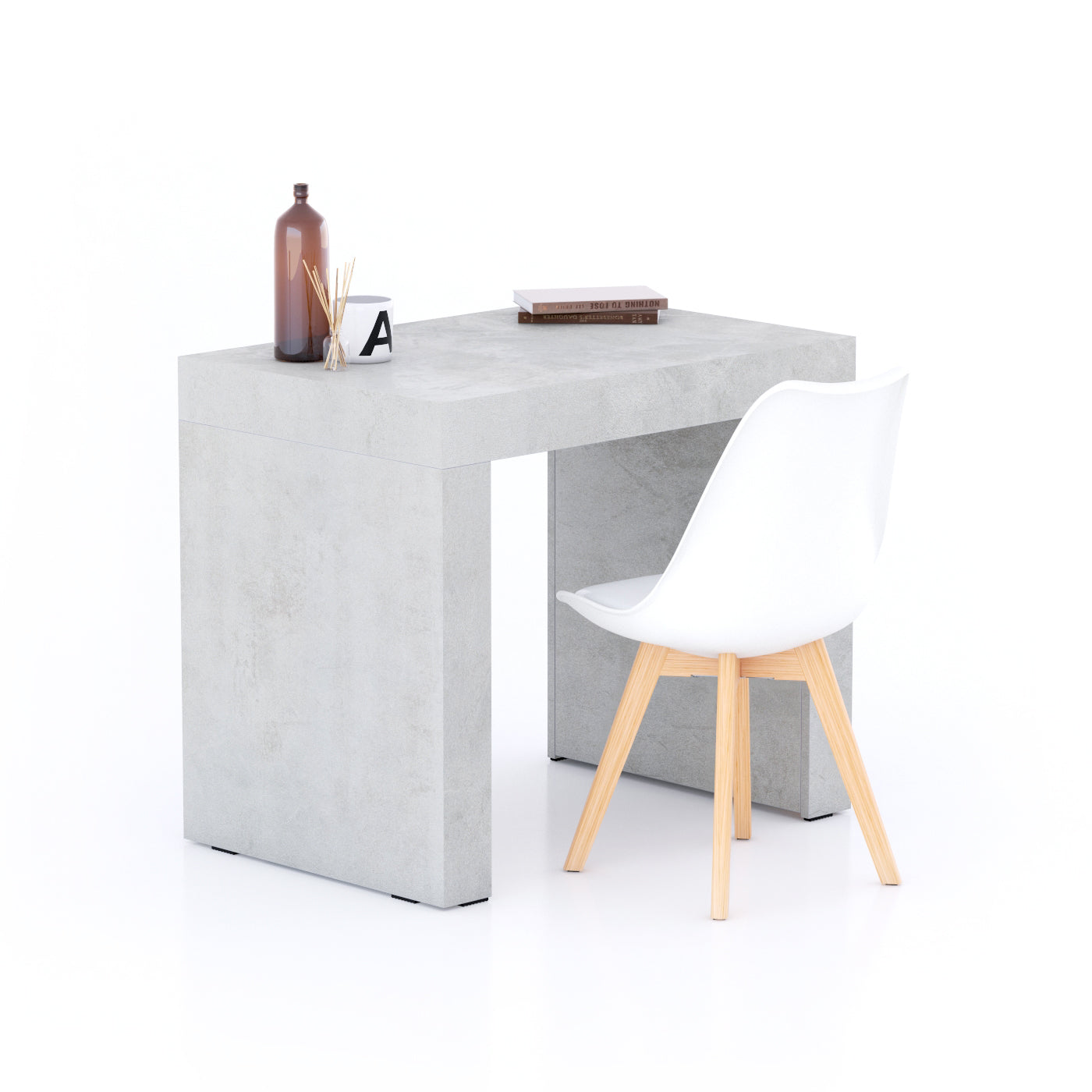 Escritorio Evolution 90x60, Cemento Gris con dos patas