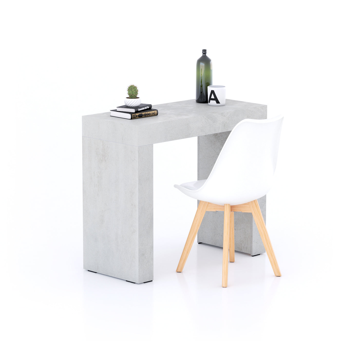Table de bureau Evolution 90x40, Gris Béton avec 2 pieds - Main image