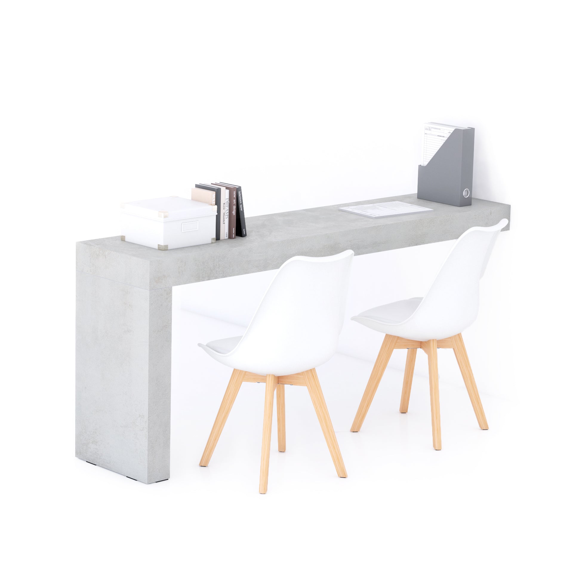 Escritorio Evolution 180x40, Cemento Gris con una pata