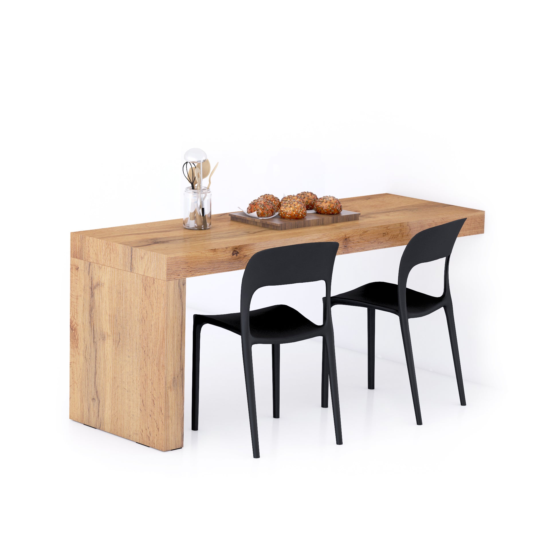 Mesa de comedor Evolution 180x60, Madera Rustica con Una Pierna - Main image