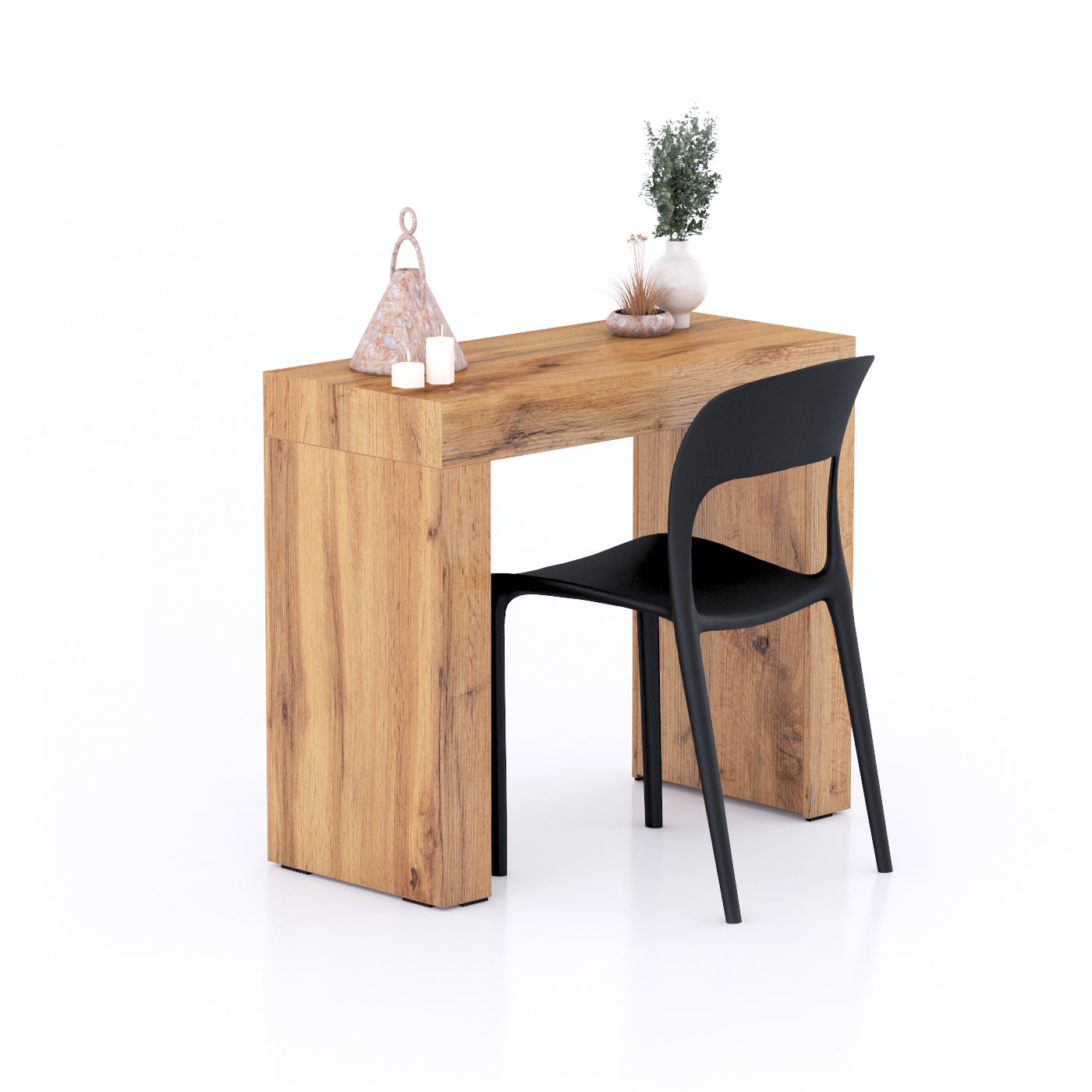 Table à manger Evolution 90x40, Bois Rustique avec 2 pieds