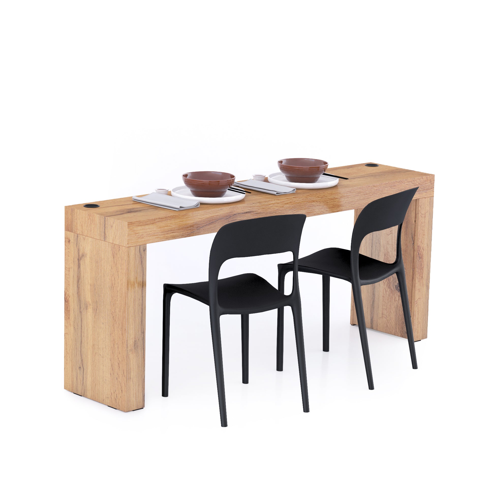 Tavolo da pranzo Evolution 180x40, Rovere Rustico con Due Gambe e Caricatore Wireless - Immagine principale