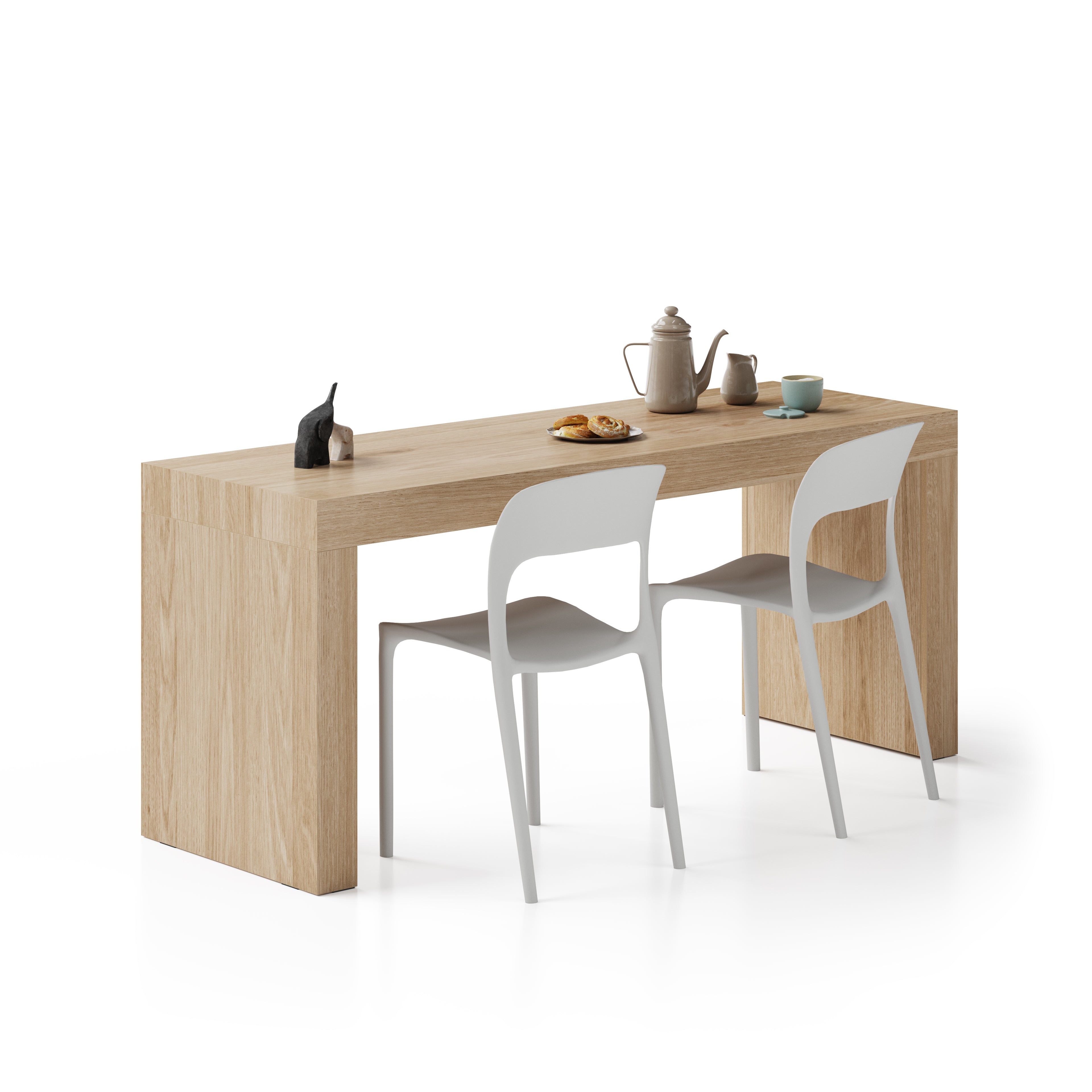 Table à manger Evolution 180x60, Chêne Clair avec 2 pieds - Main image