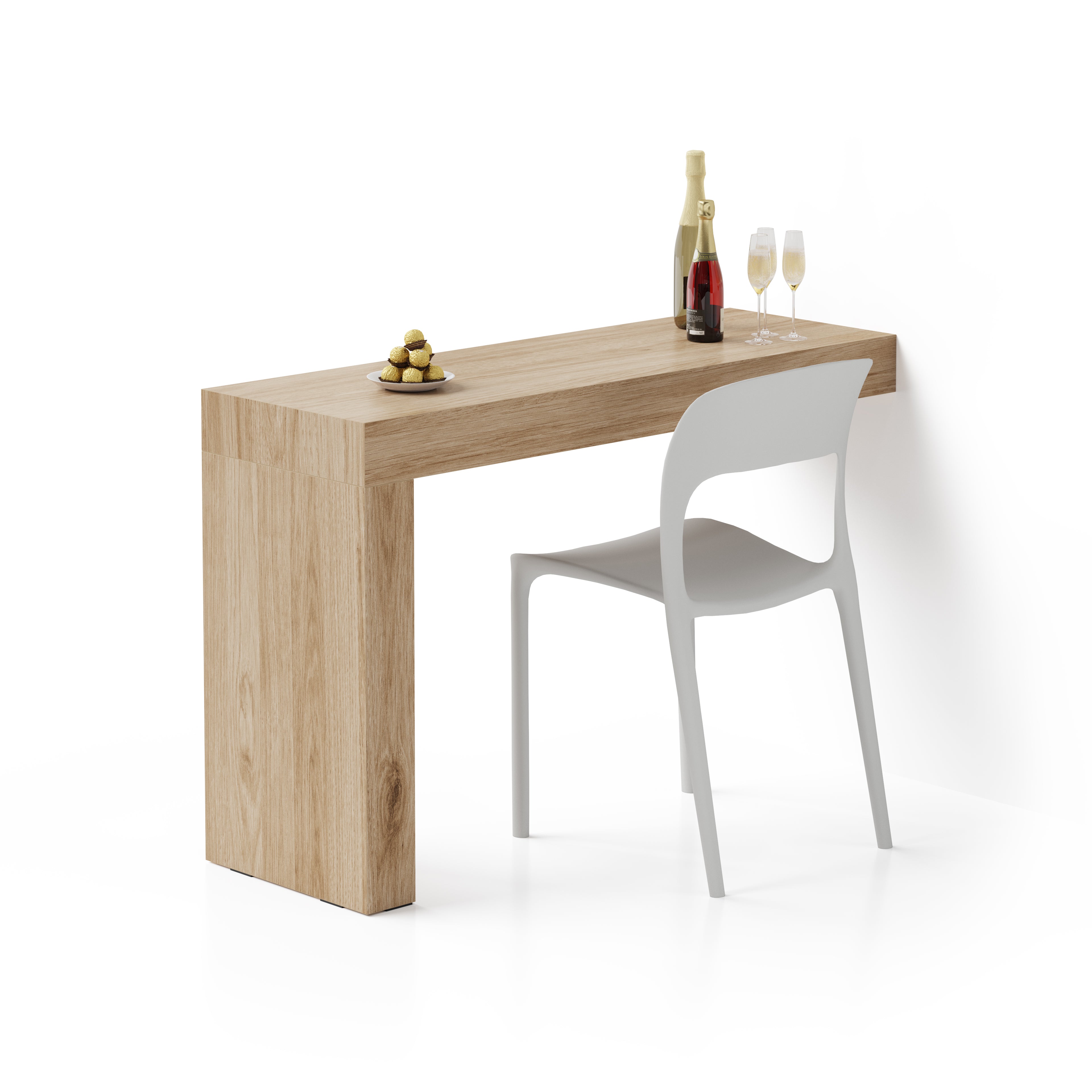 Tavolo da pranzo Evolution 120x40, Rovere Naturale con Una Gamba
