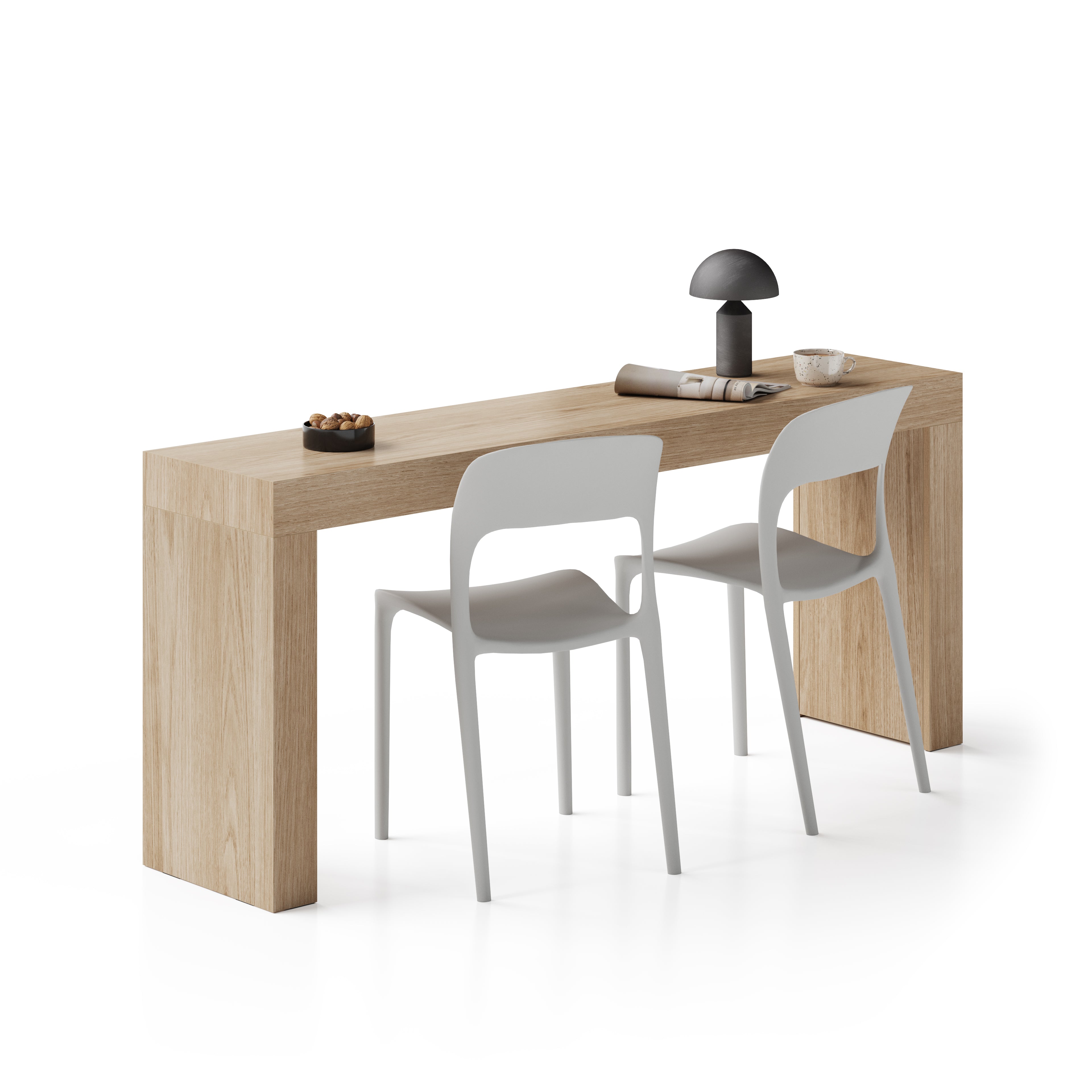 Table à manger Evolution 180x40, Chêne Clair avec 2 pieds - Main image