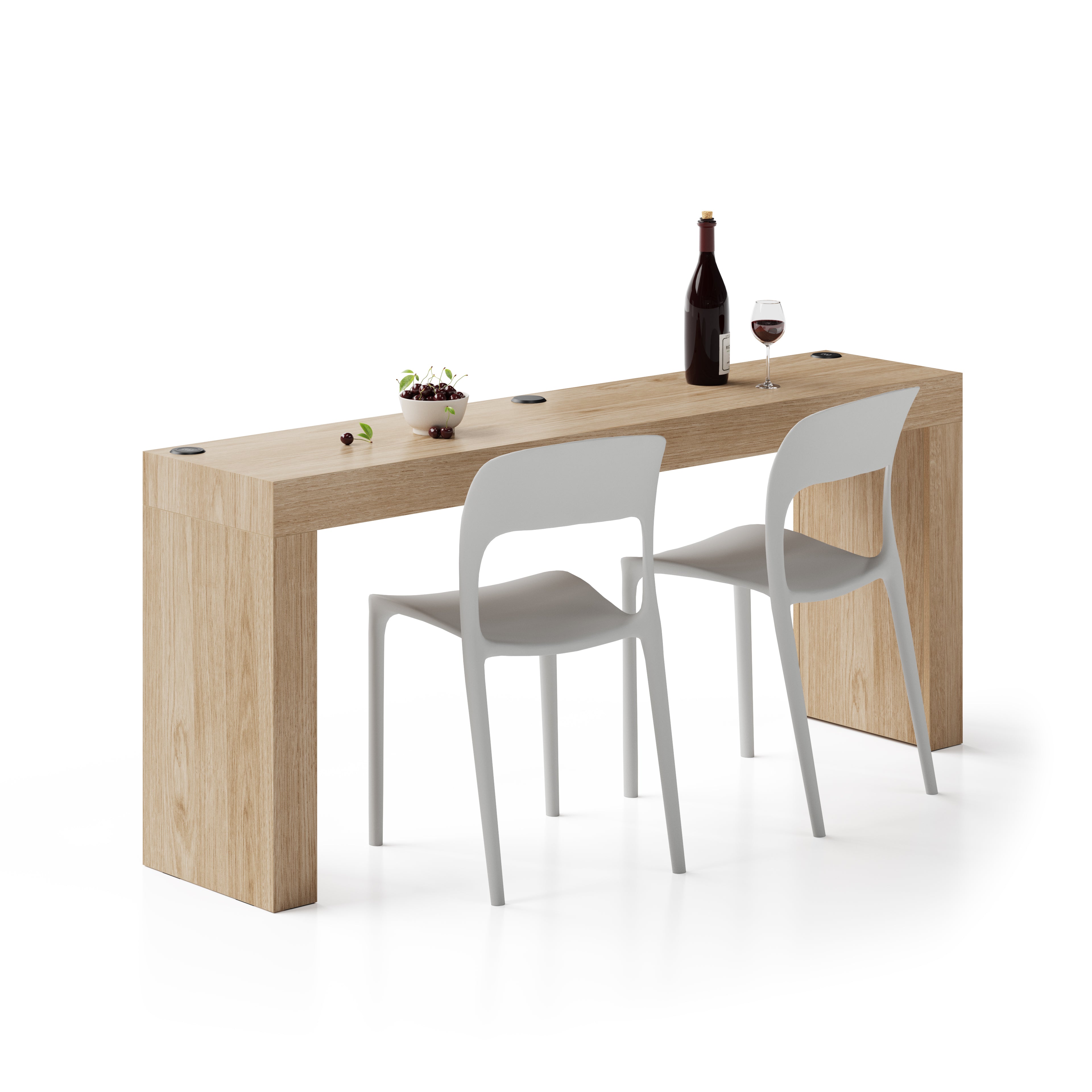 Tavolo da pranzo Evolution 180x40, Rovere Naturale con Due Gambe e Caricatore Wireless - Immagine principale