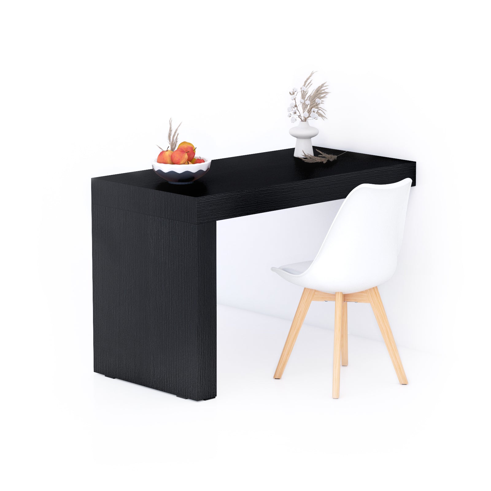 Evolution Esstisch 120 x 60, Esche, Schwarz mit einem Bein - Main image