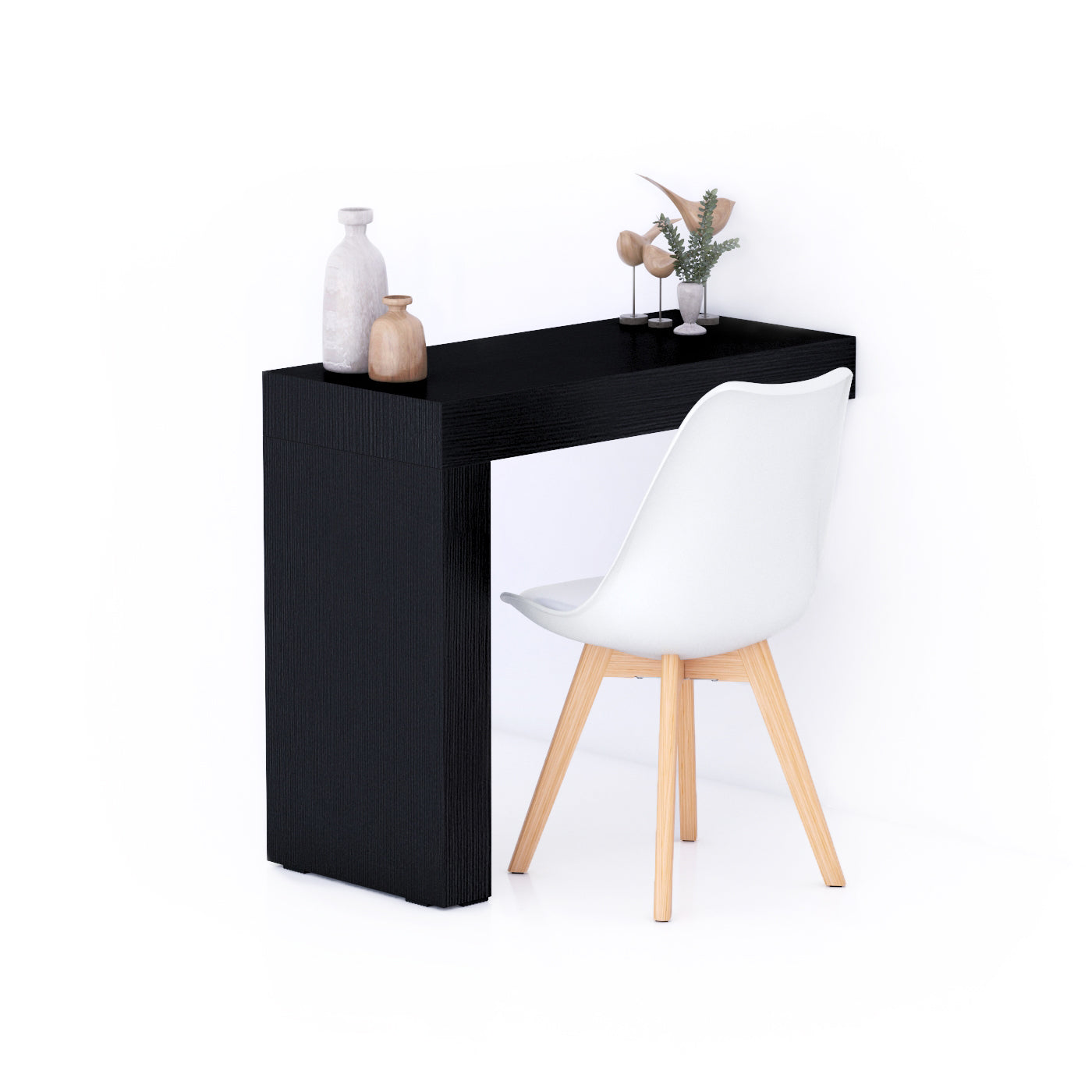 Evolution Esstisch 90 x 40, Esche, Schwarz, mit einem Bein - Main image