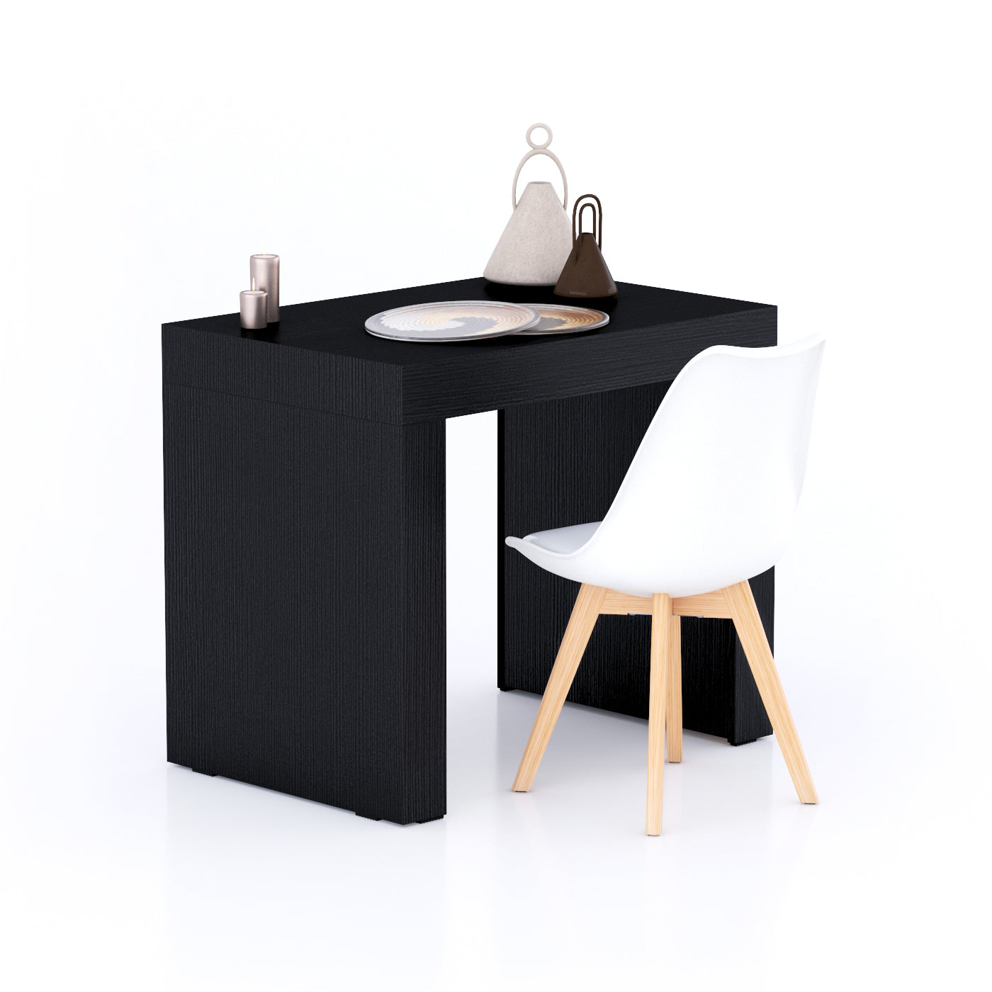 Evolution dining table 35.4 x 23.6 in, Ashwood Black with Two Legs - Main image