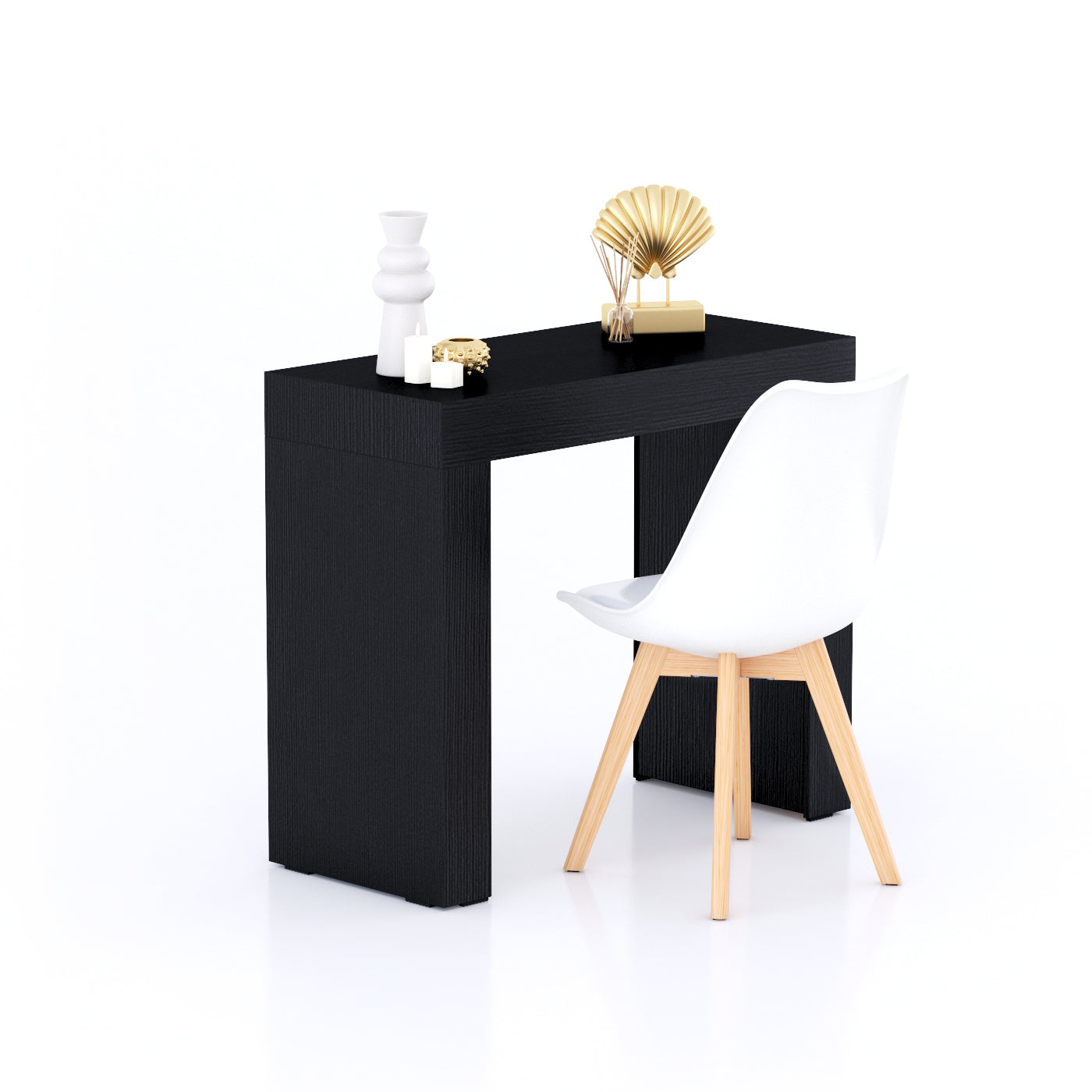 Tavolo da pranzo Evolution 90x40, Nero Frassino con Due Gambe