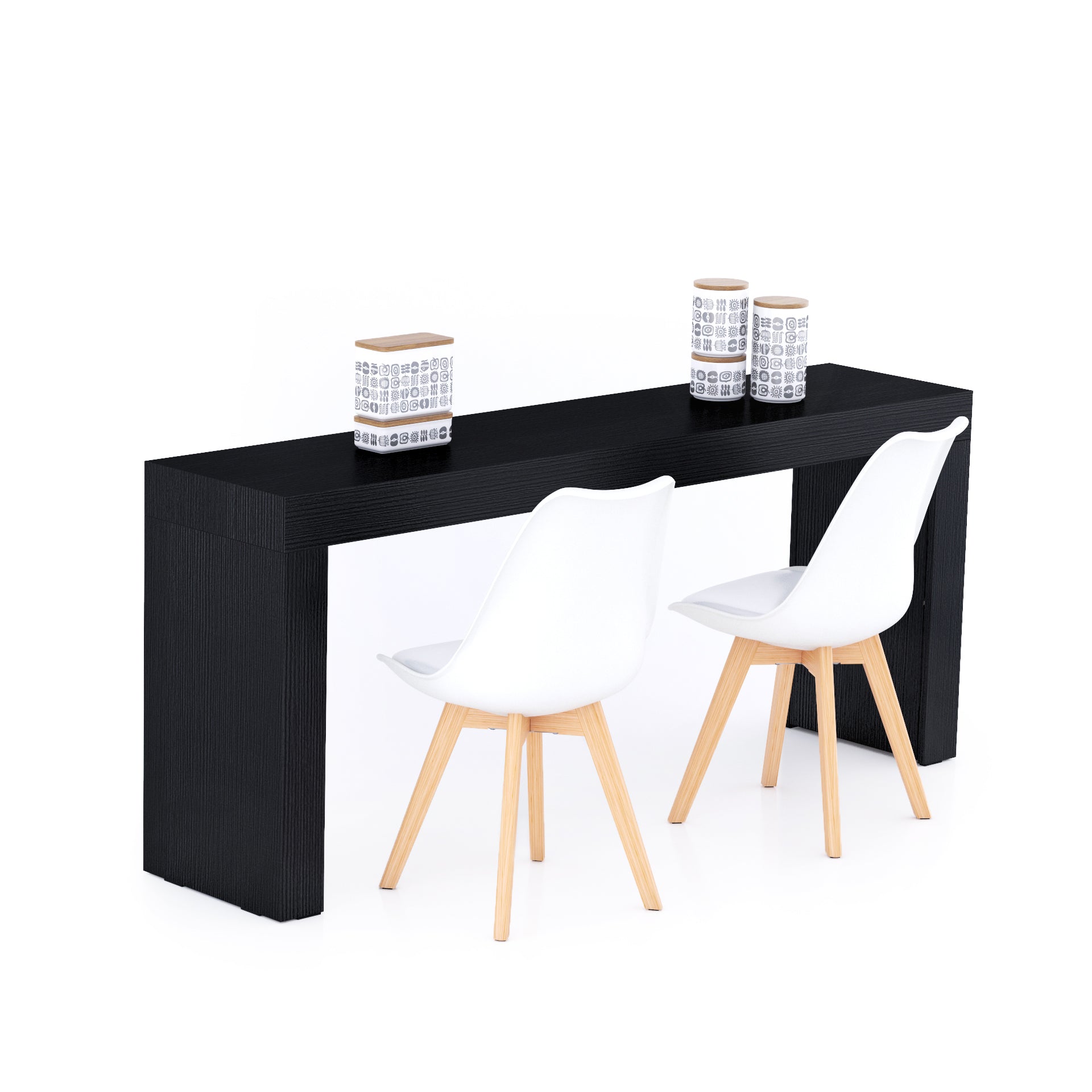 Tavolo da pranzo Evolution 180x40, Nero Frassino con Due Gambe - Immagine principale