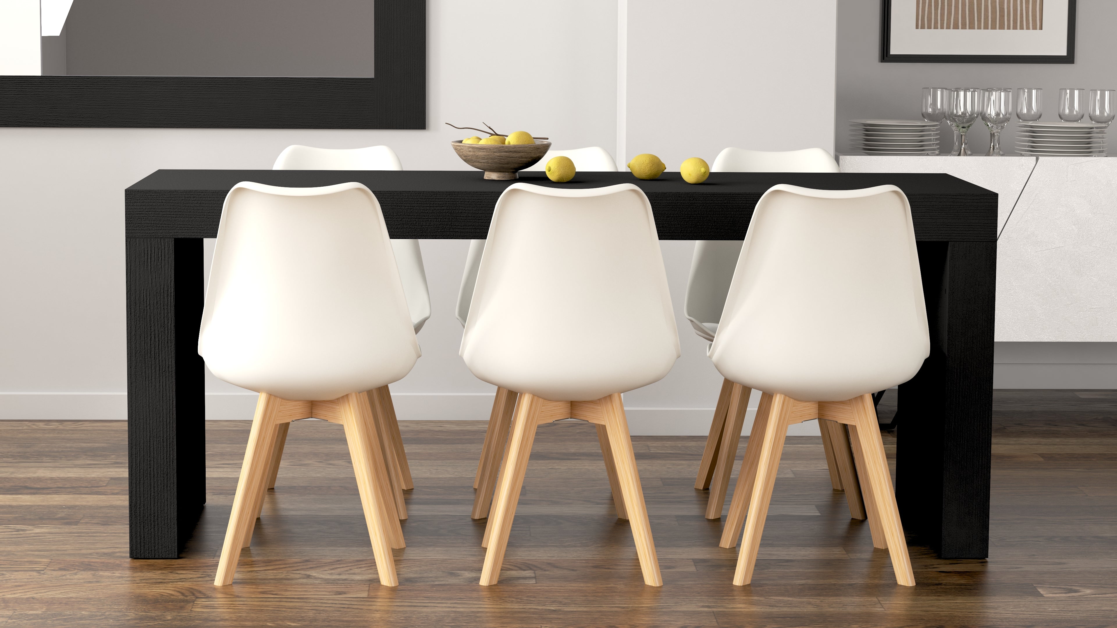 Evolution dining table 180x60, Ashwood Black with Two Legs - Set image 2