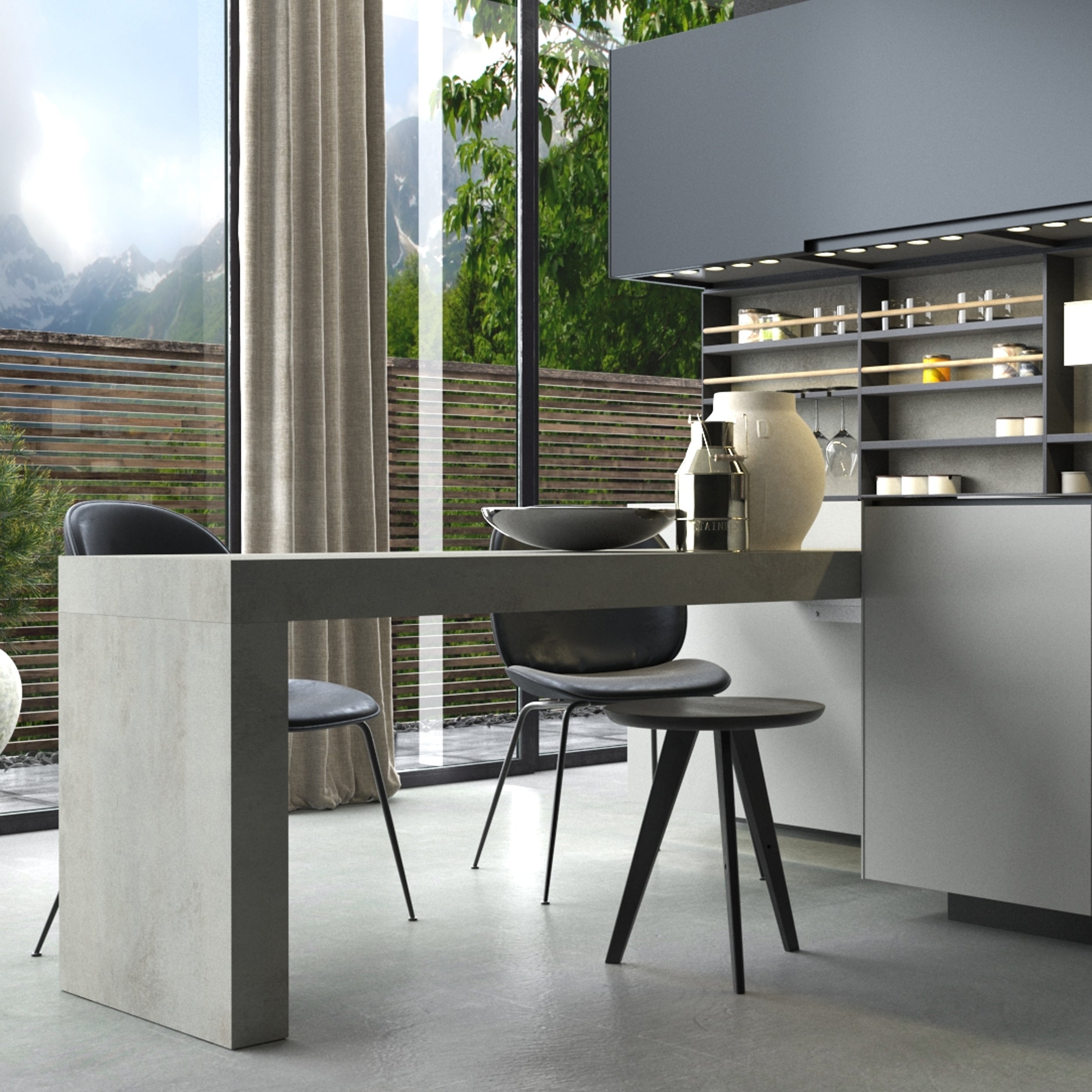Evolution Esstisch 180 x 60, Esche, Weiß mit einem Bein - Set image 1