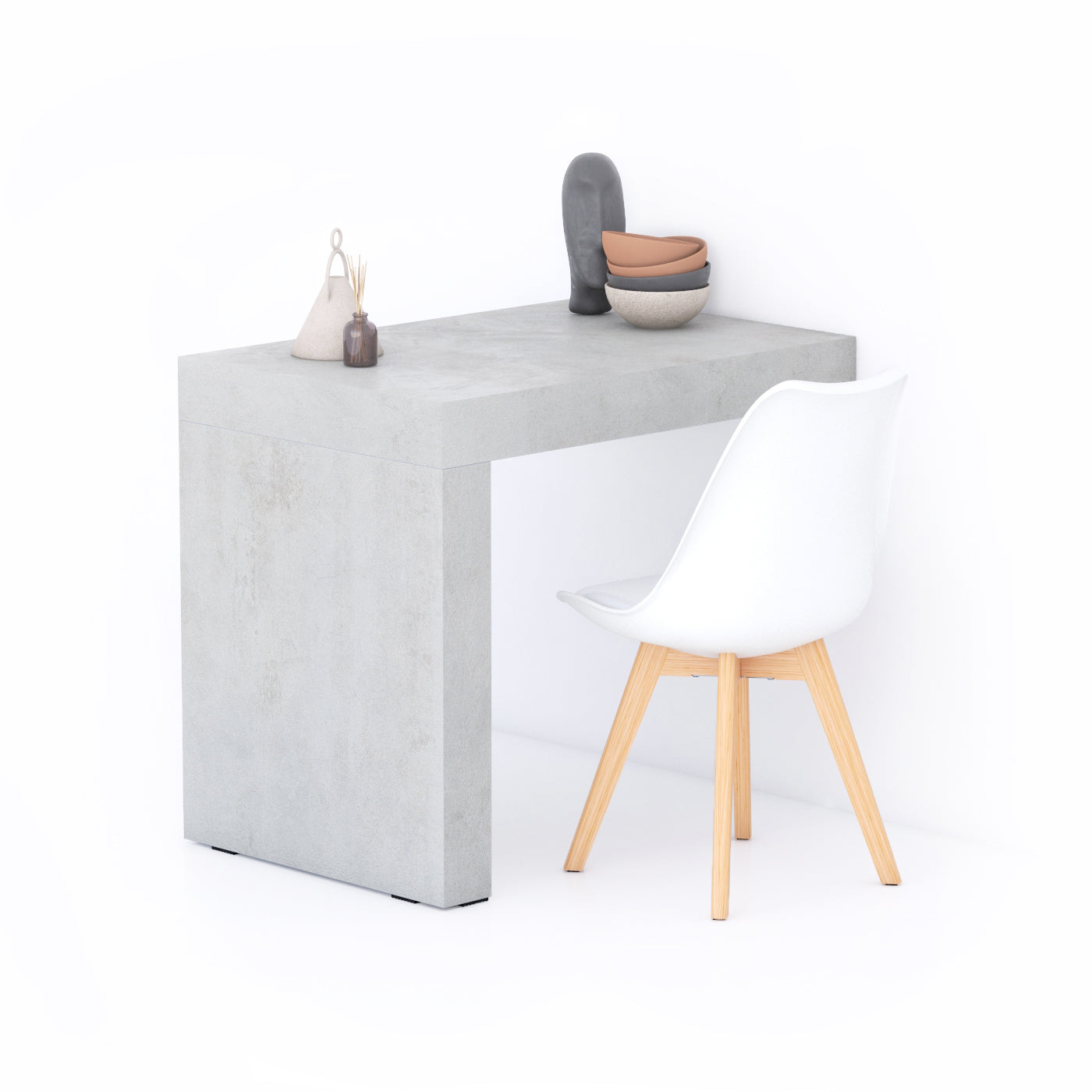 Mesa de jantar Evolution 90x60, Cimento Cinza com Uma Perna - Main image