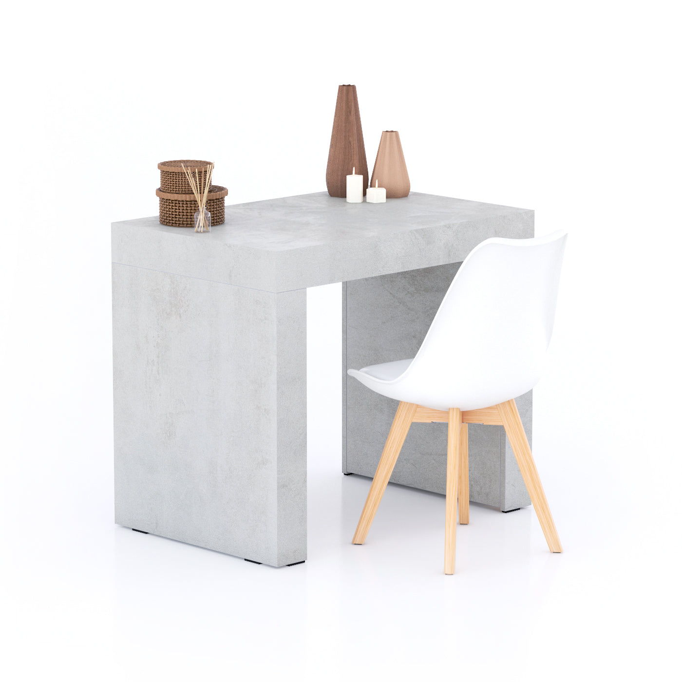 Mesa de comedor Evolution 90x60, Cemento Gris con dos patas