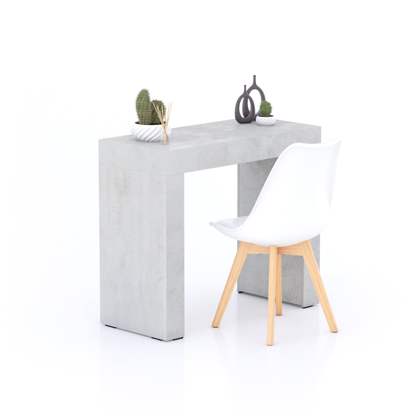 Evolution Esstisch 90 x 40, grauer Beton mit zwei Beinen - Main image