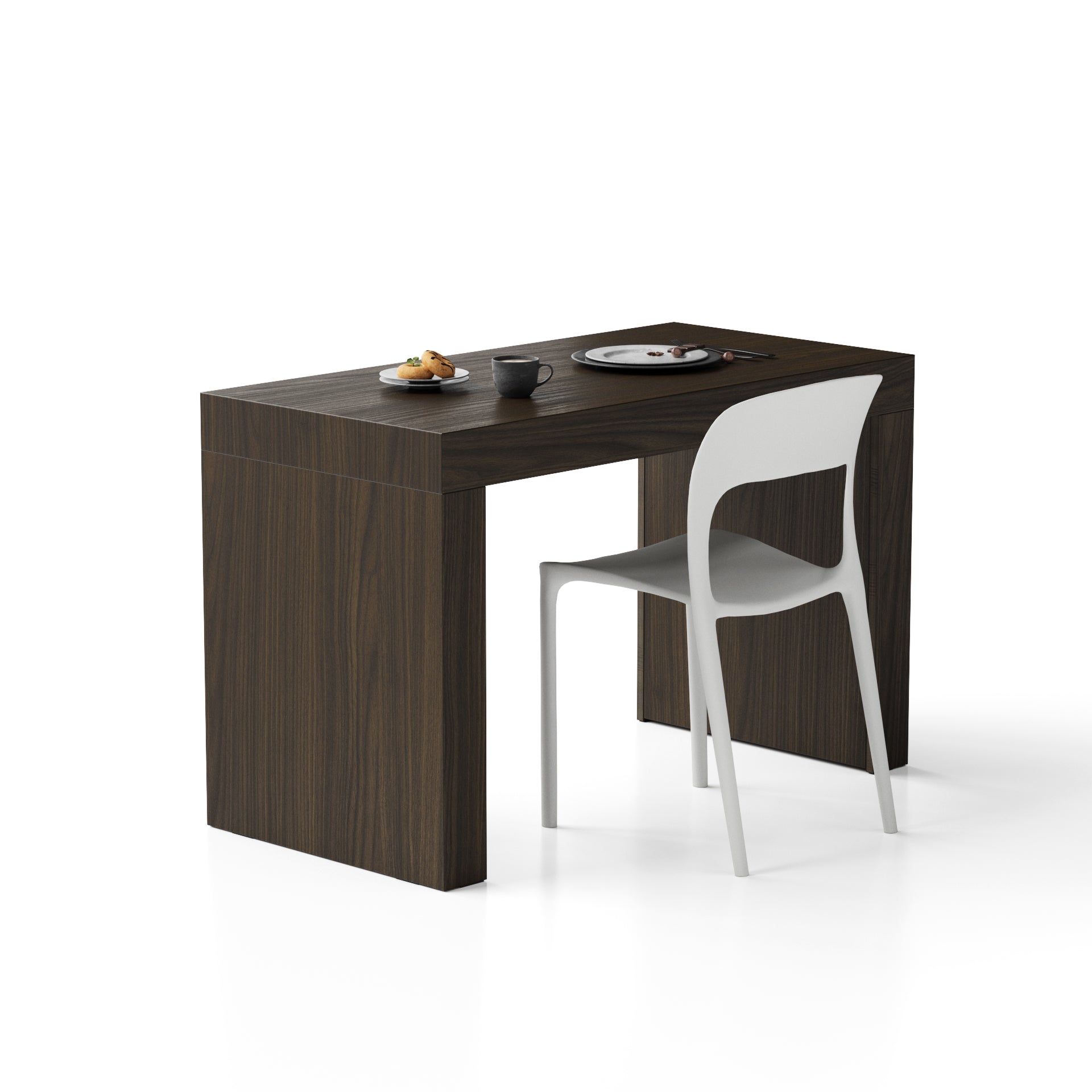 Tavolo da pranzo Evolution 120x60, Noce Scuro con Due Gambe