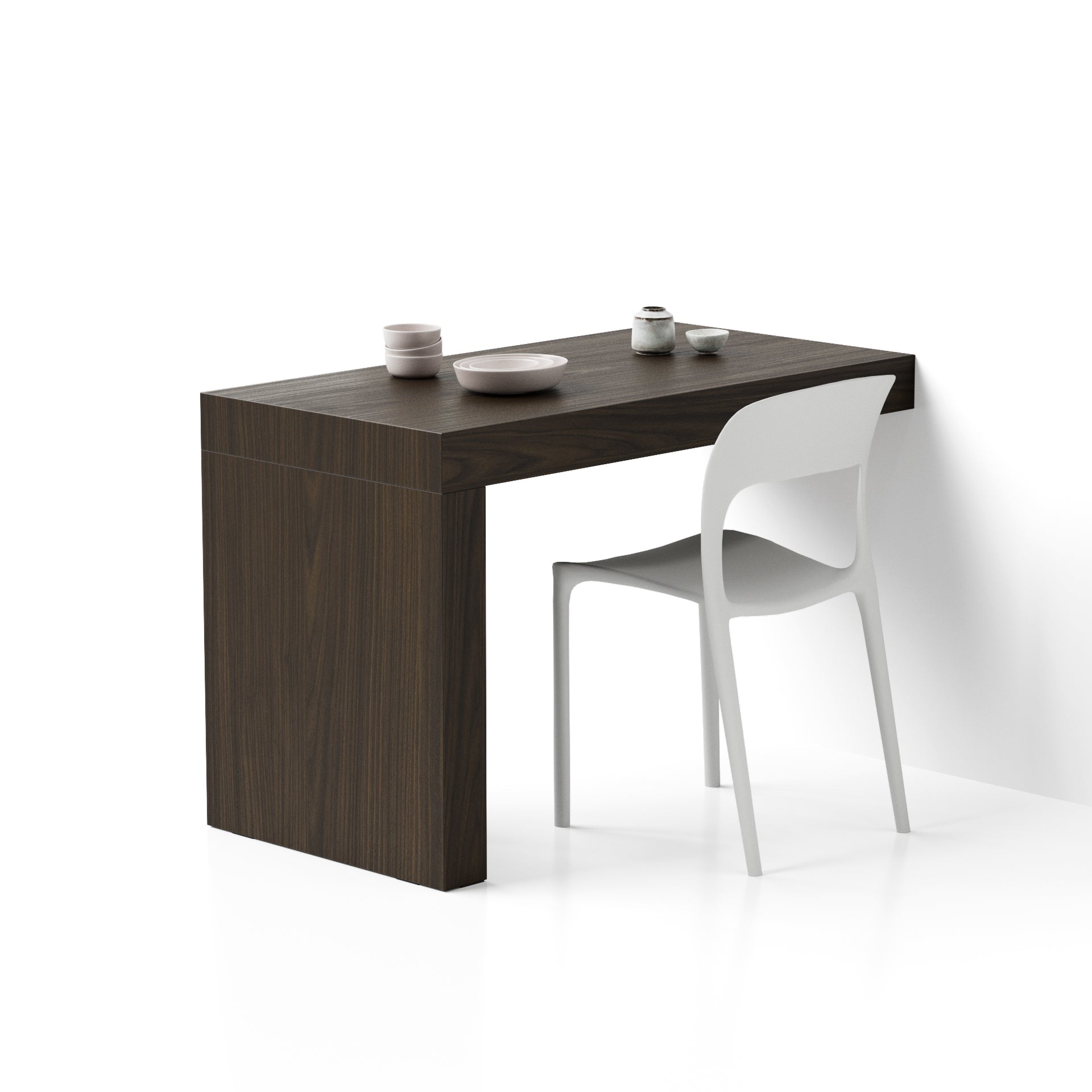 Mesa de comedor Evolution 120x60, nogal americano con una pata - Main image